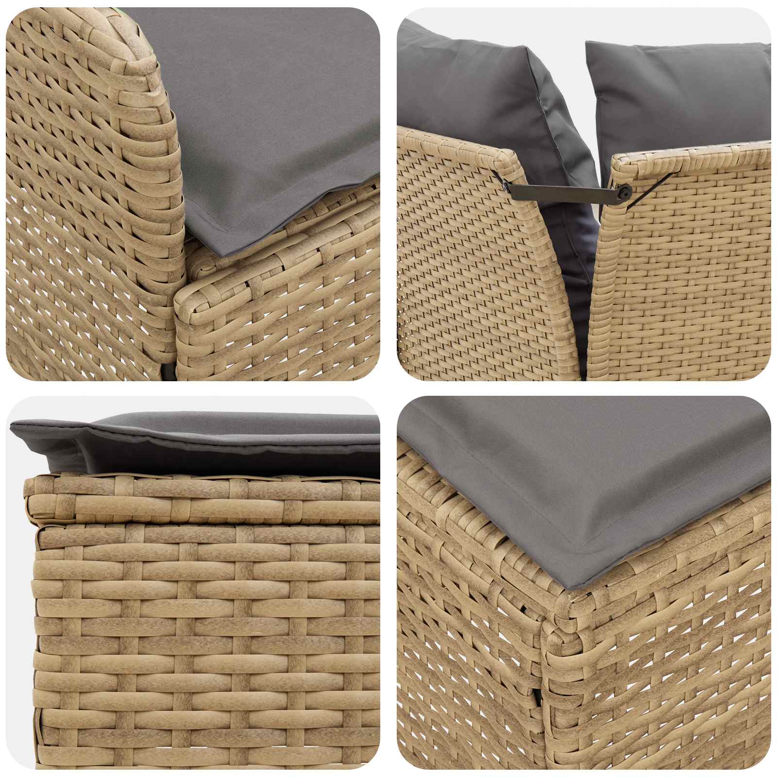 Möbelsets mit Kissen 7 pcs Beige und Hellgrau PE-Rattan