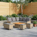 Möbelsets mit Kissen 7 pcs Beige und Hellgrau PE-Rattan