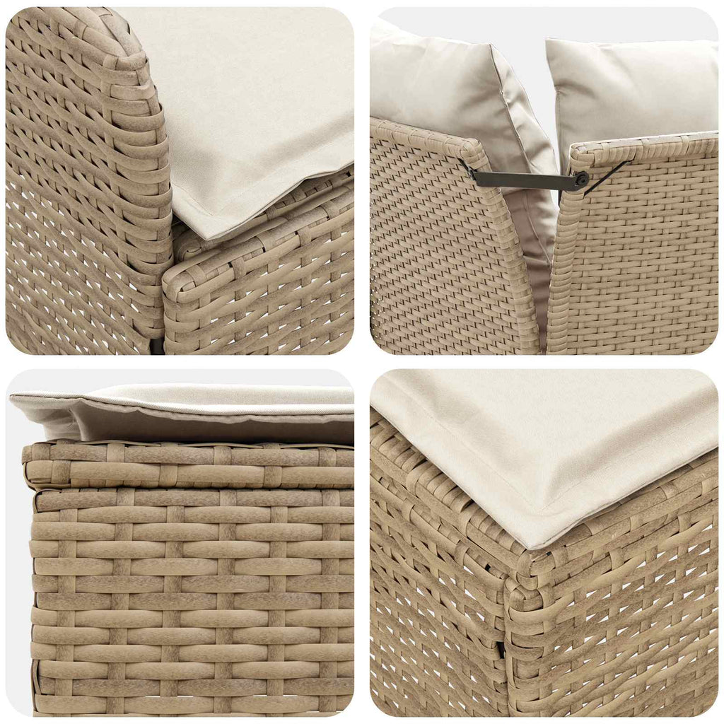 Möbelsets mit Kissen 7 pcs Beige und Creme PE-Rattan