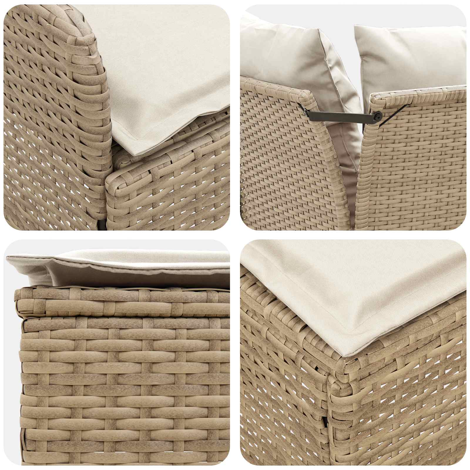 Möbelsets mit Kissen 7 pcs Beige und Creme PE-Rattan