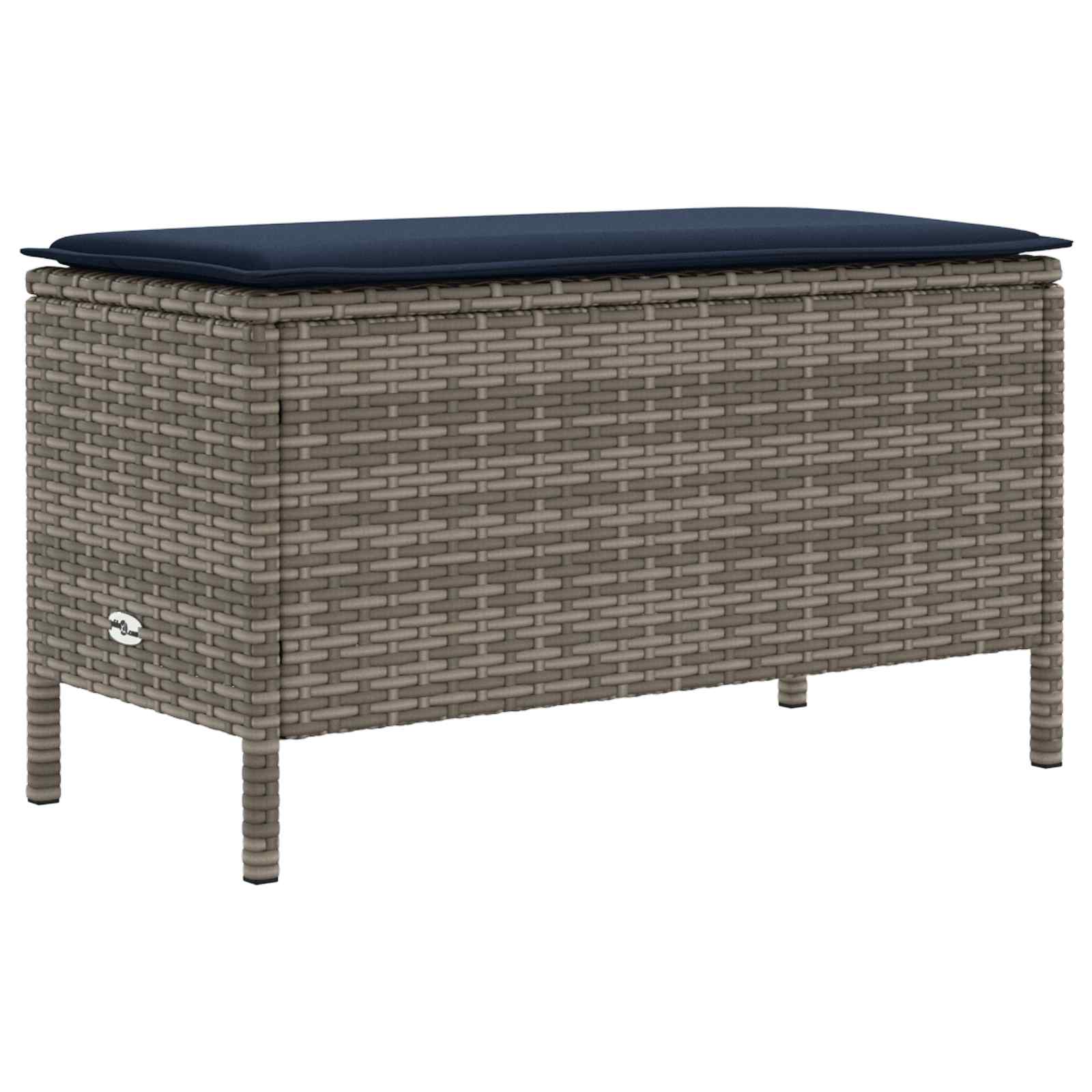 Möbelsets mit Kissen 7 pcs Grau und Marineblau PE-Rattan