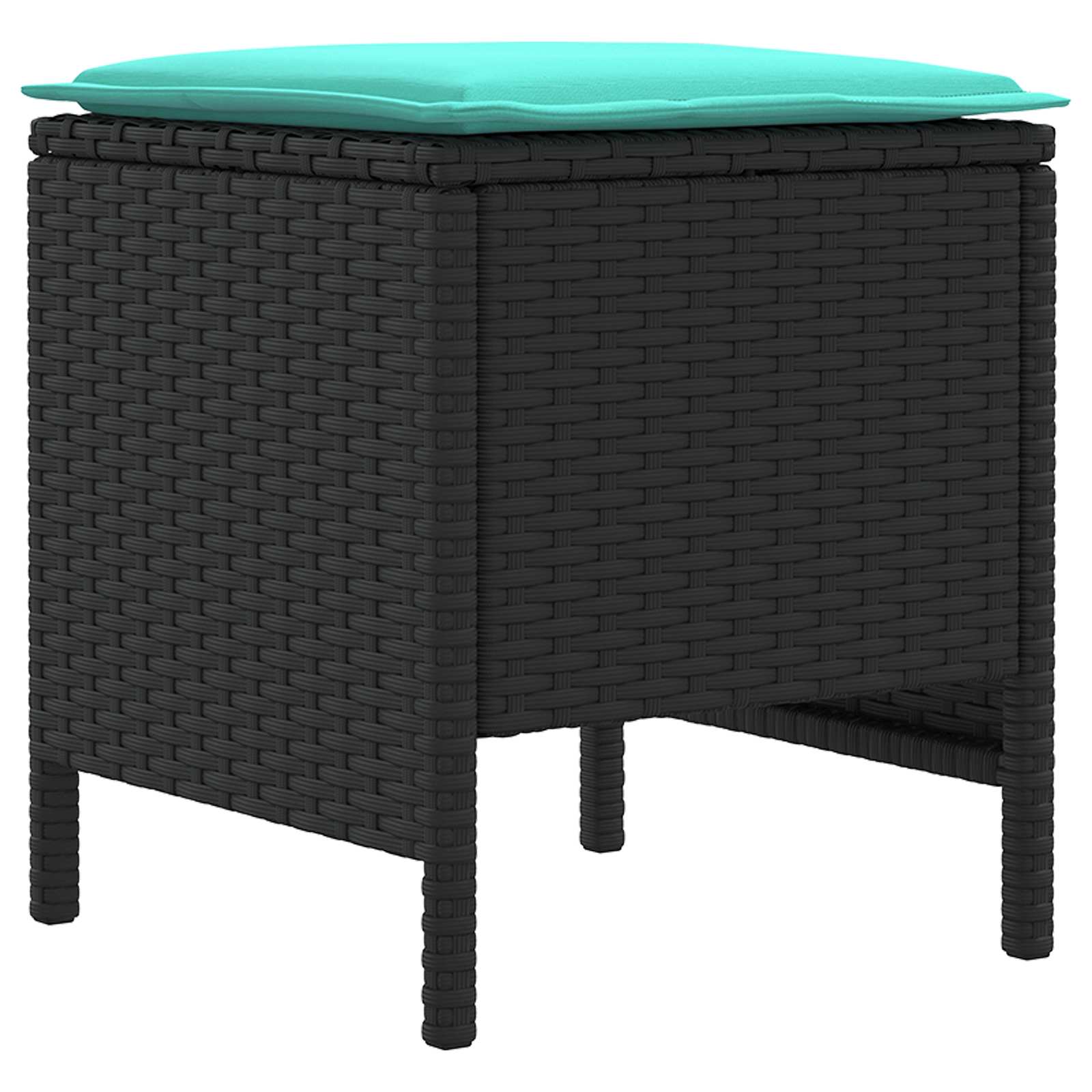 Möbelsets mit Kissen 7 pcs Schwarz und Türkis PE-Rattan