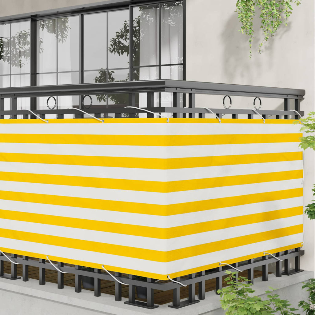 Balkonsichtschutz Gelb und Weiß 100 x 600 cm Oxford-Stoff