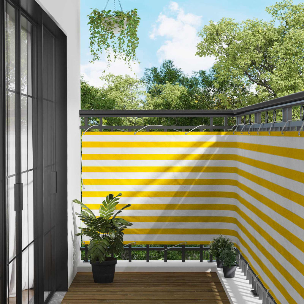 Balkonsichtschutz Gelb und Weiß 110 x 600 cm Oxford-Stoff