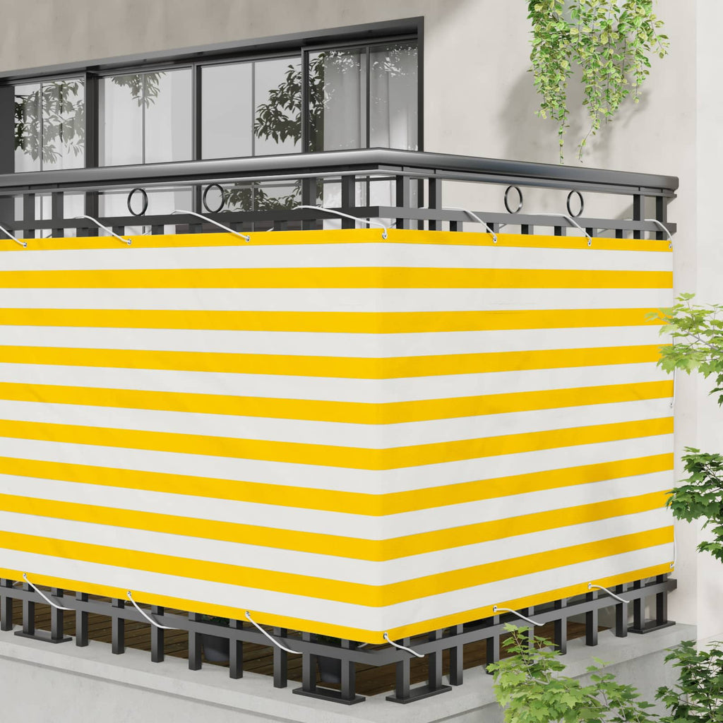 Balkonsichtschutz Gelb und Weiß 110 x 1000 cm Oxford-Stoff