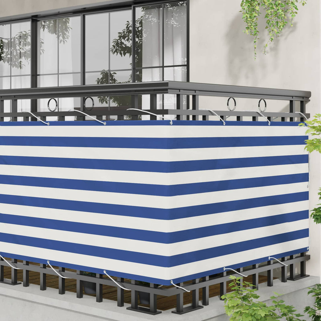 Balkonsichtschutz Blau und Weiß 100 x 300 cm Oxford-Stoff