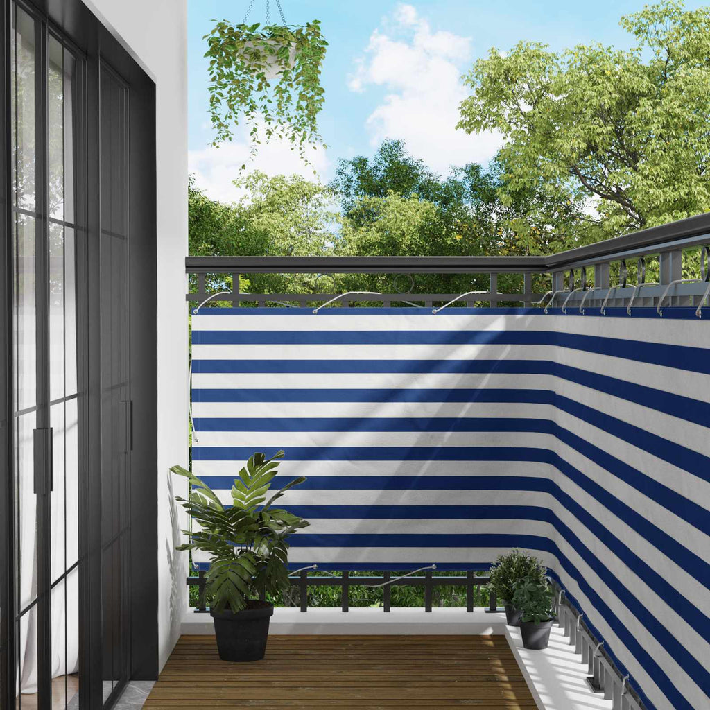 Balkonsichtschutz Blau und Weiß 110 x 400 cm Oxford-Stoff