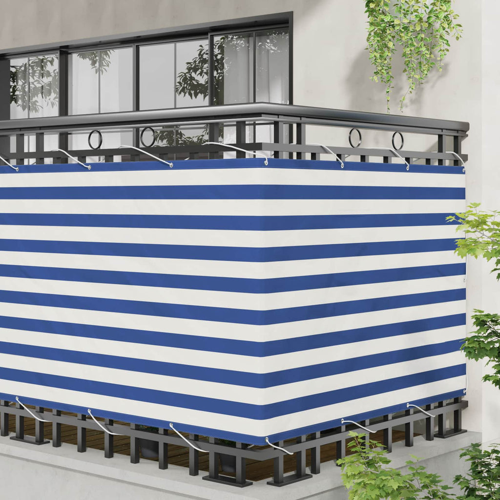 Balkonsichtschutz Blau und Weiß 110 x 500 cm Oxford-Stoff
