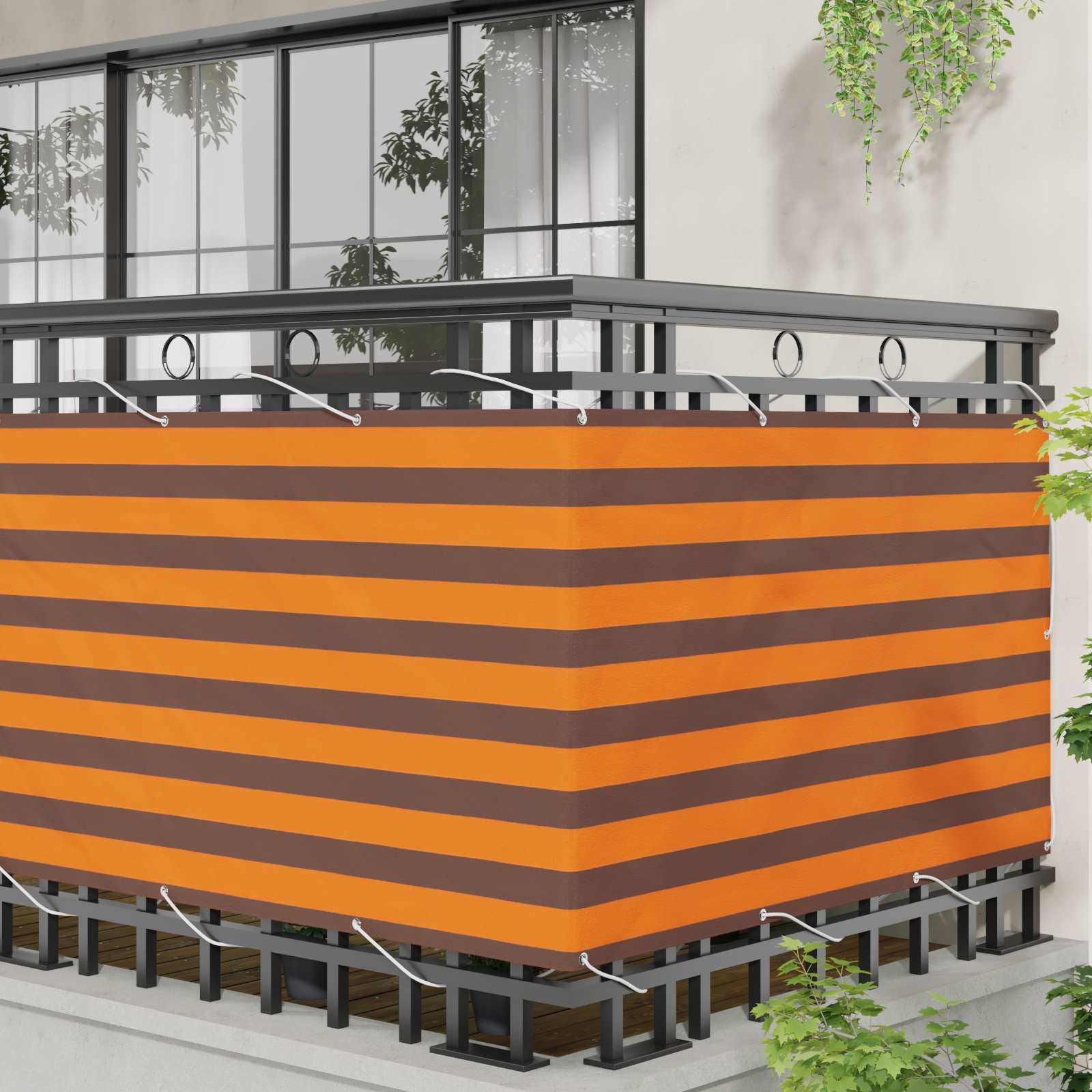 Balkonsichtschutz Orange und Braun 90 x 200 cm