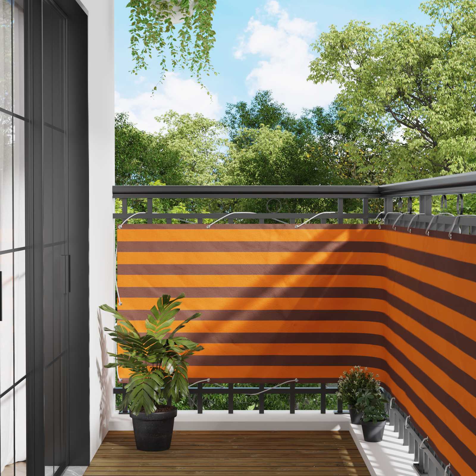 Balkonsichtschutz Orange und Braun 100 x 300 cm Oxford-Stoff