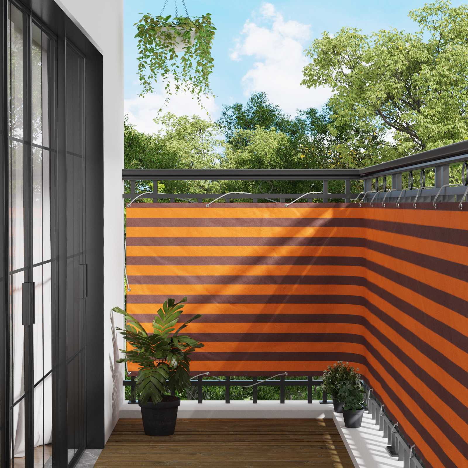 Balkonsichtschutz Orange und Braun 120 x 200 cm