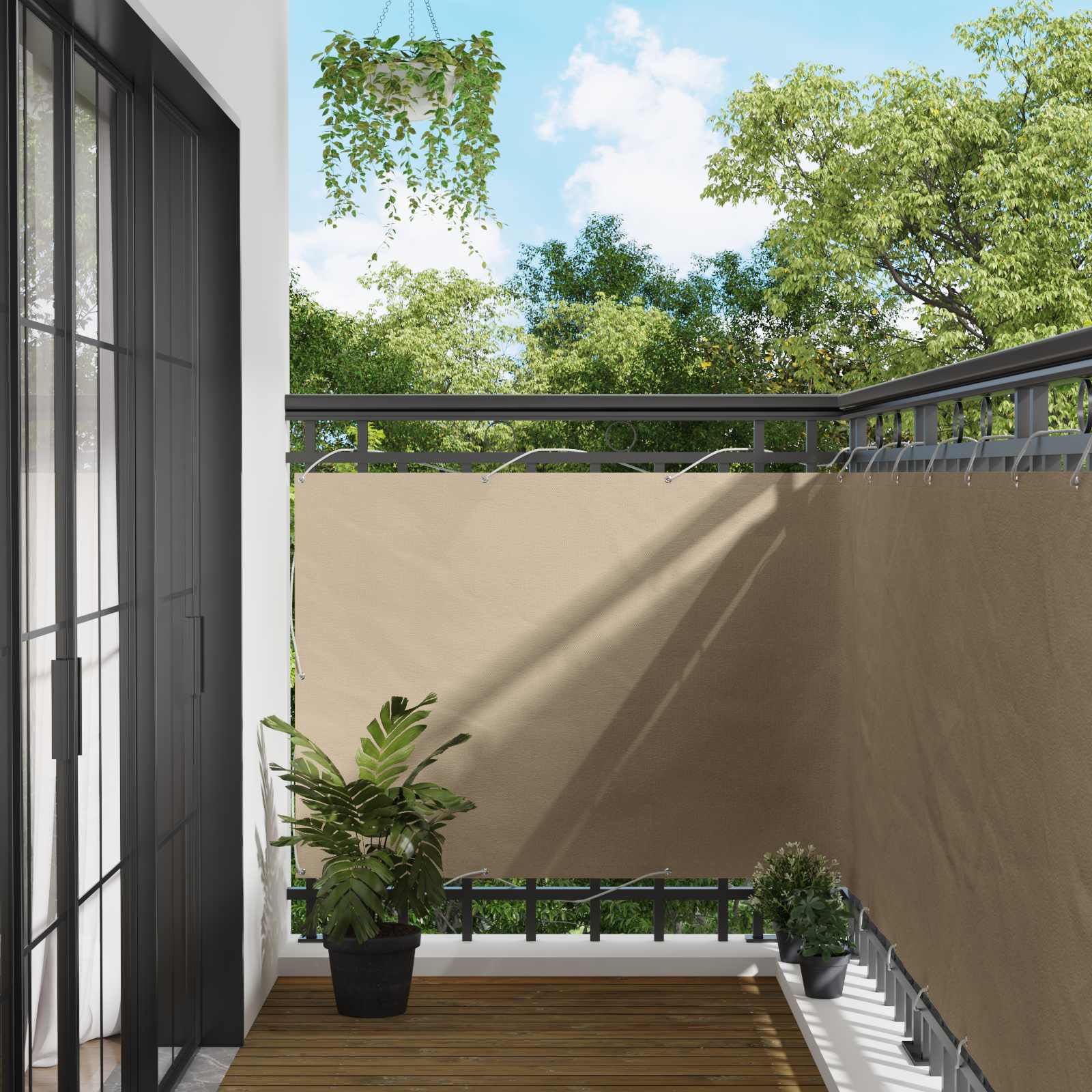Balkonsichtschutz Beige 110 x 800 cm Oxford-Stoff