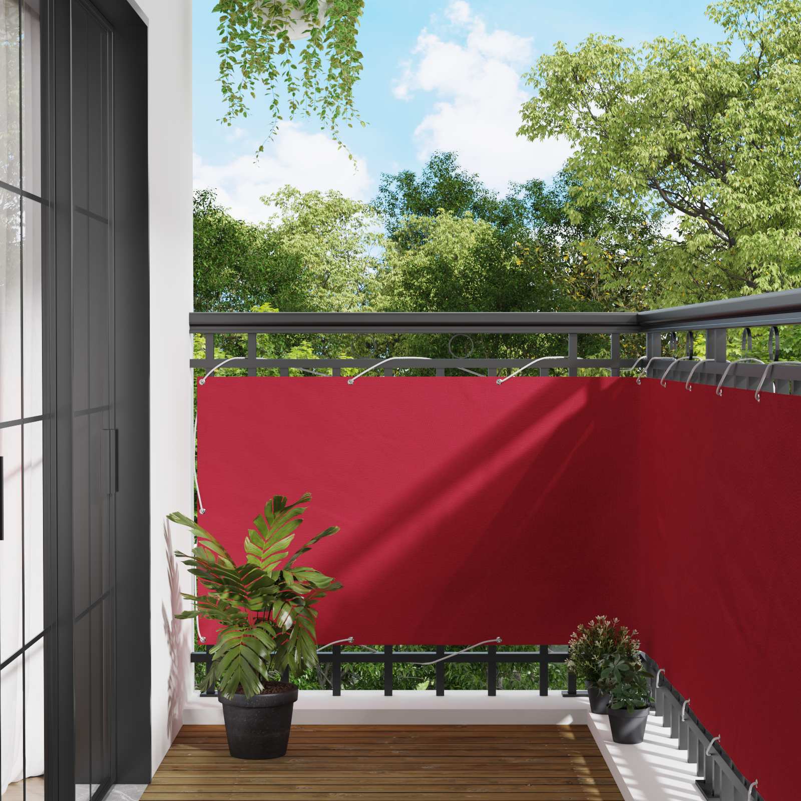 Balkonsichtschutz Rot 100 x 700 cm Oxford-Stoff