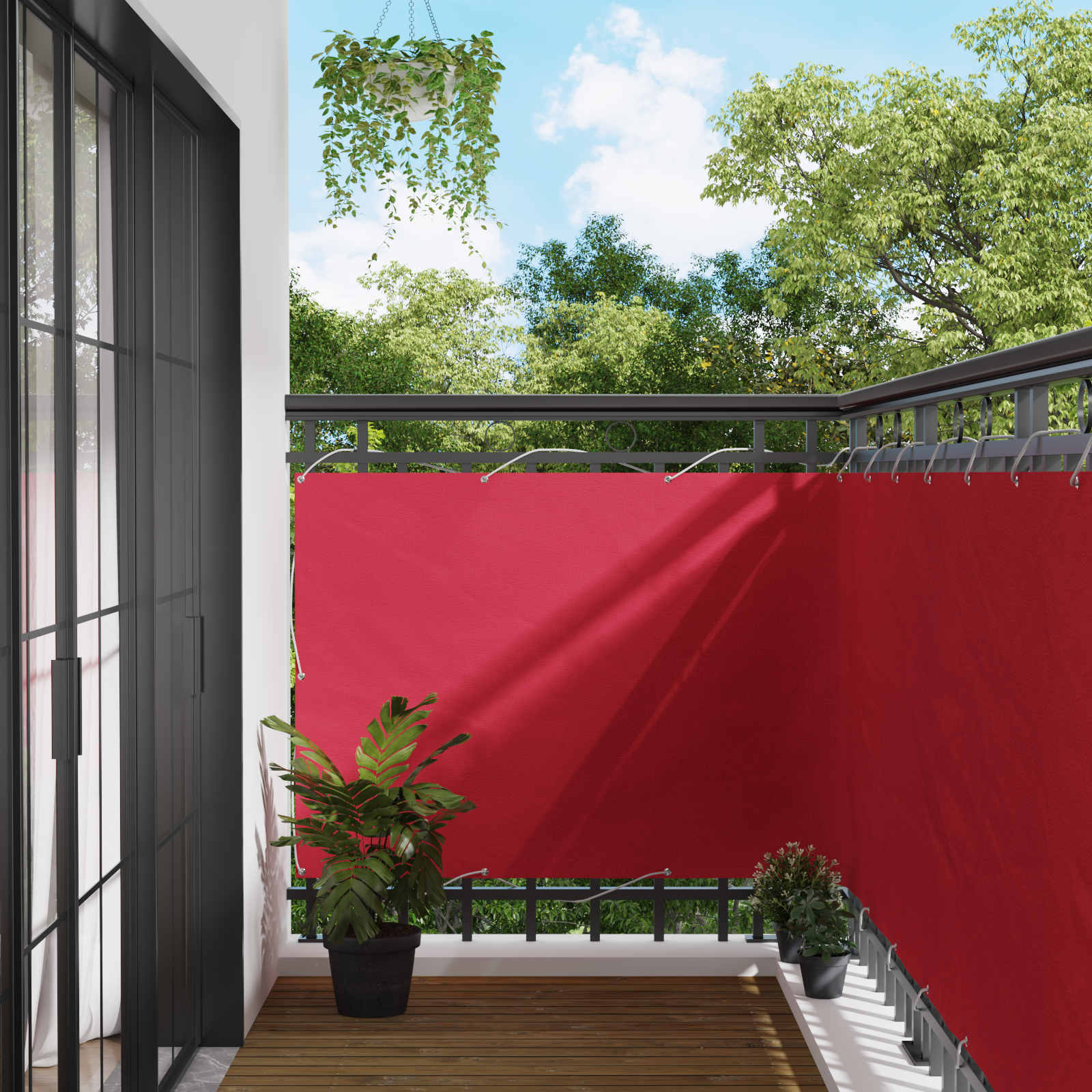 Balkonsichtschutz Bordeauxrot 110 x 500 cm Oxford-Stoff