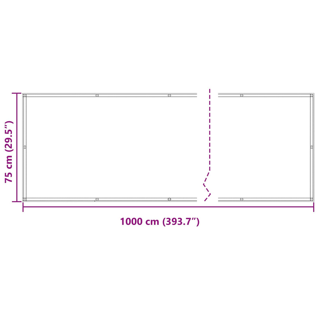 Balkonsichtschutz Hellgrau und Weiß 75 x 1000 cm