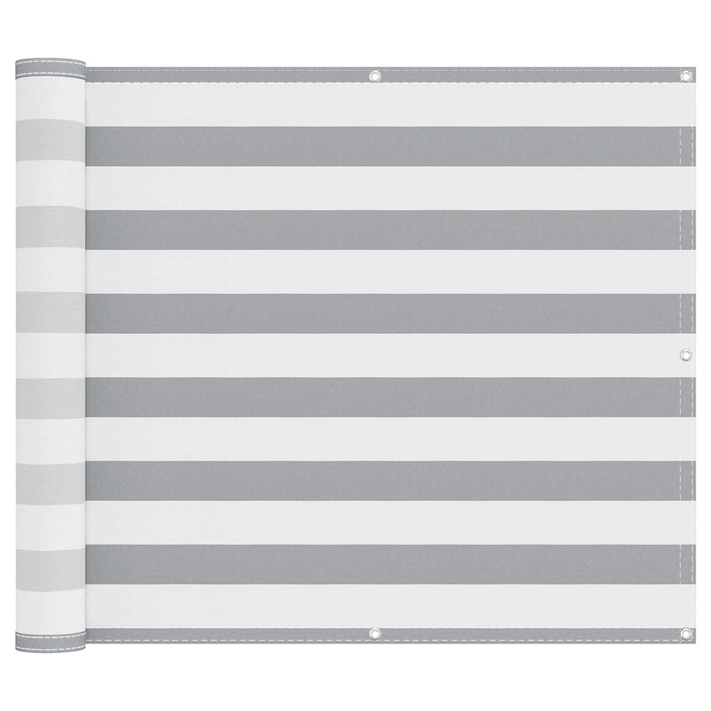 Balkonsichtschutz Hellgrau und Weiß 100 x 600 cm Oxford-Stoff