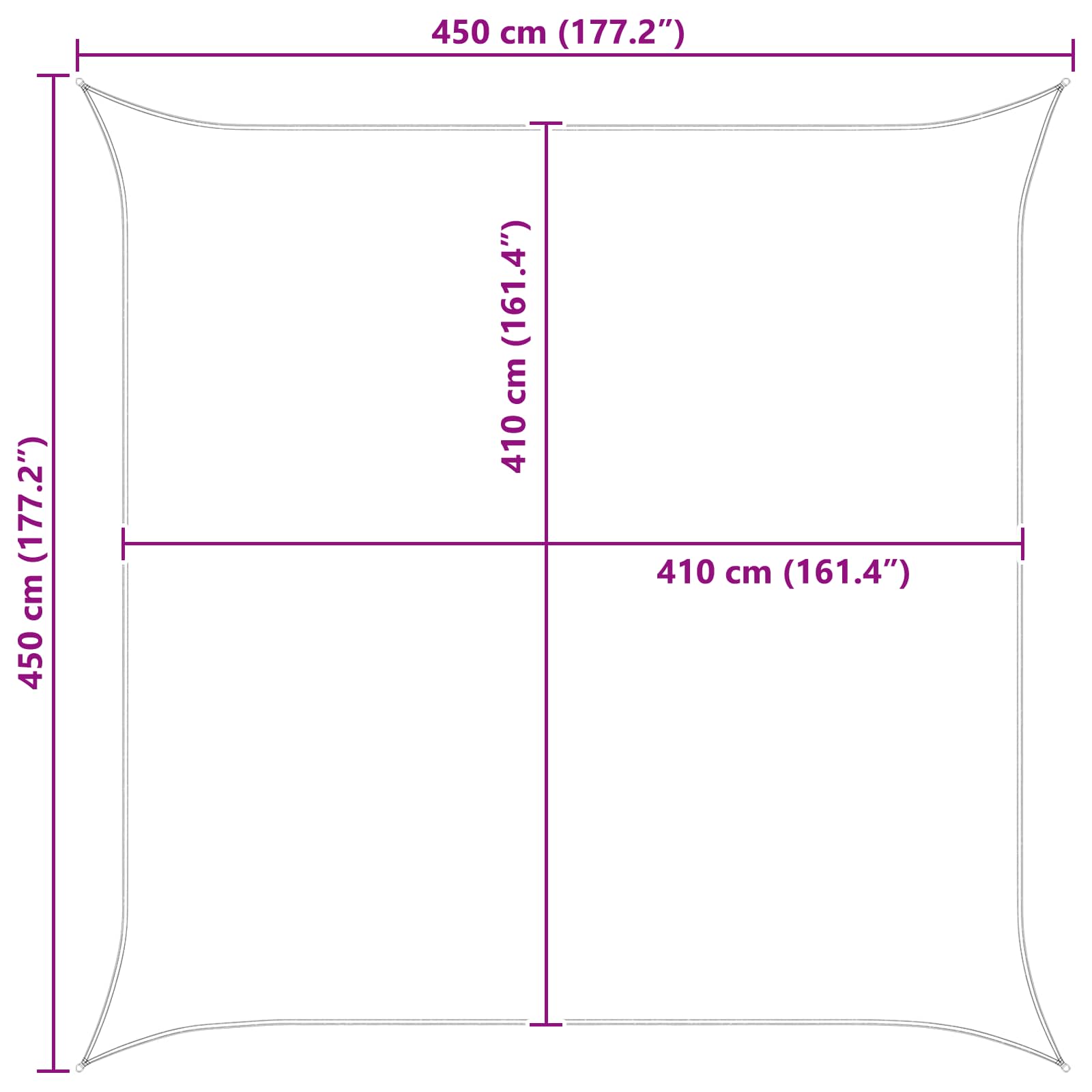 Sonnensegel Gelb und Weiß 4,5 x 4,5 m 100 % Polyester Oxford