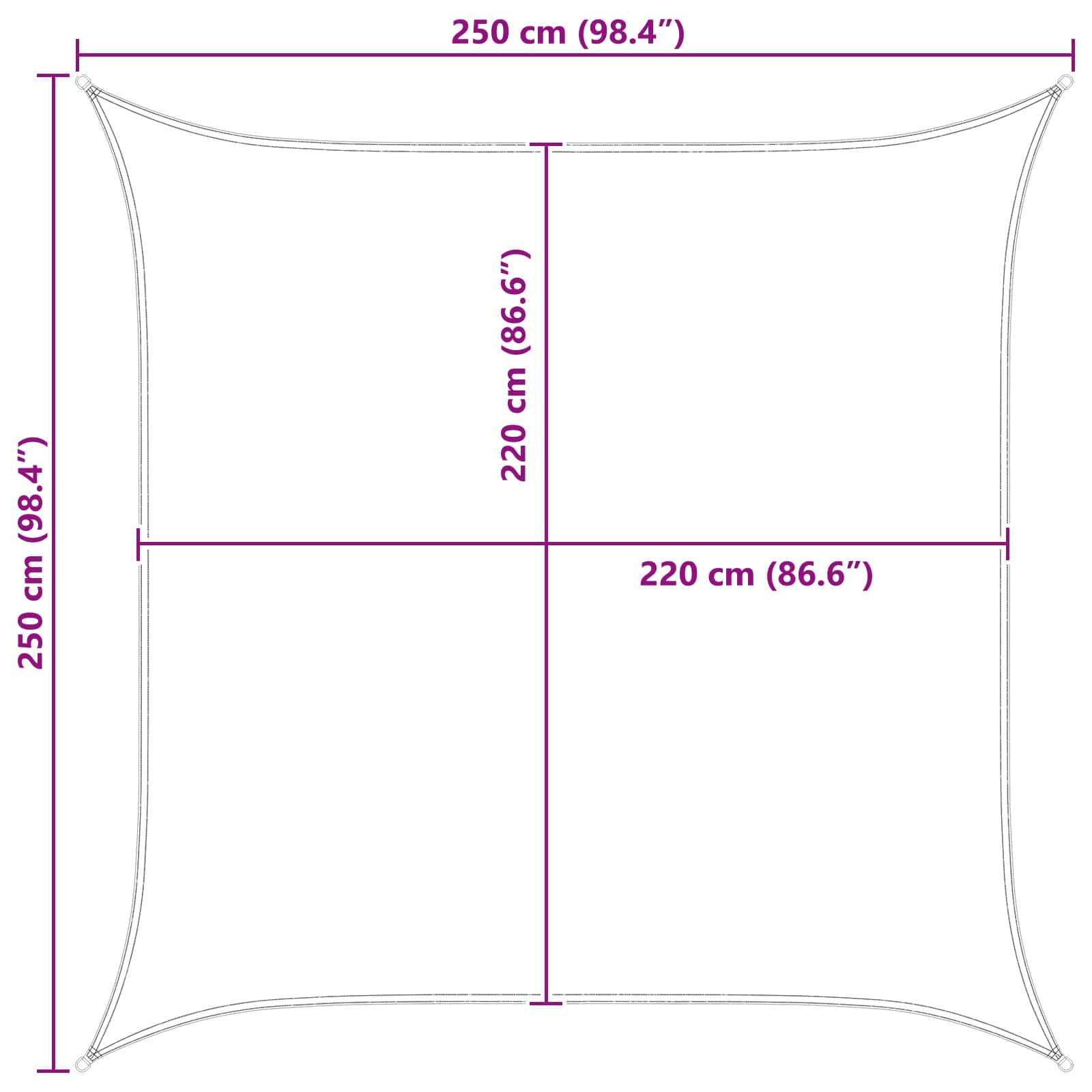 Sonnensegel Blau und Weiß 2,5 x 2,5 m 100 % Polyester Oxford