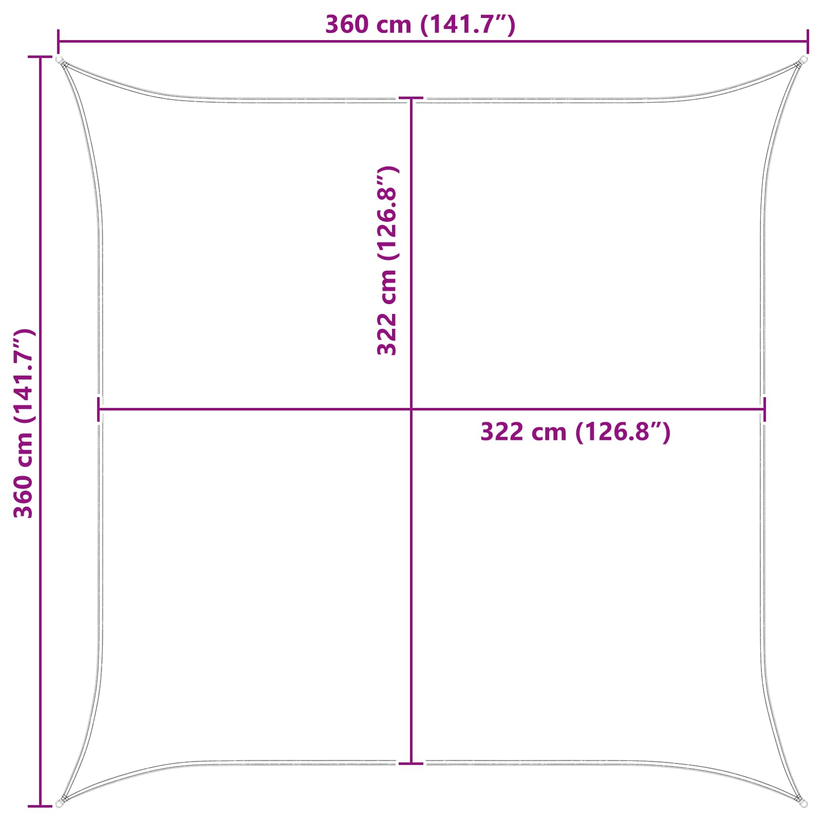 Sonnensegel Blau und Weiß 3,6 x 3,6 m 100 % Polyester Oxford