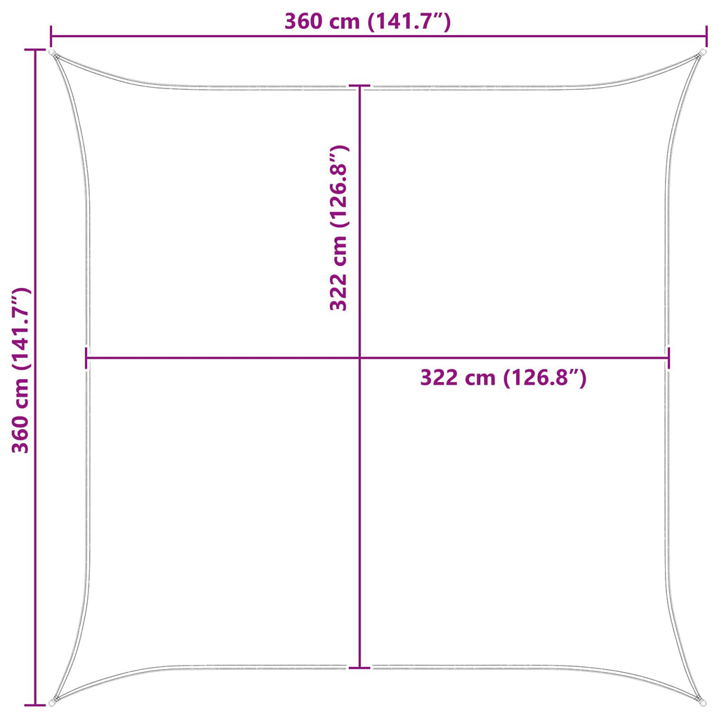 Sonnensegel Hellgrau und Weiß 3,6 x 3,6 m