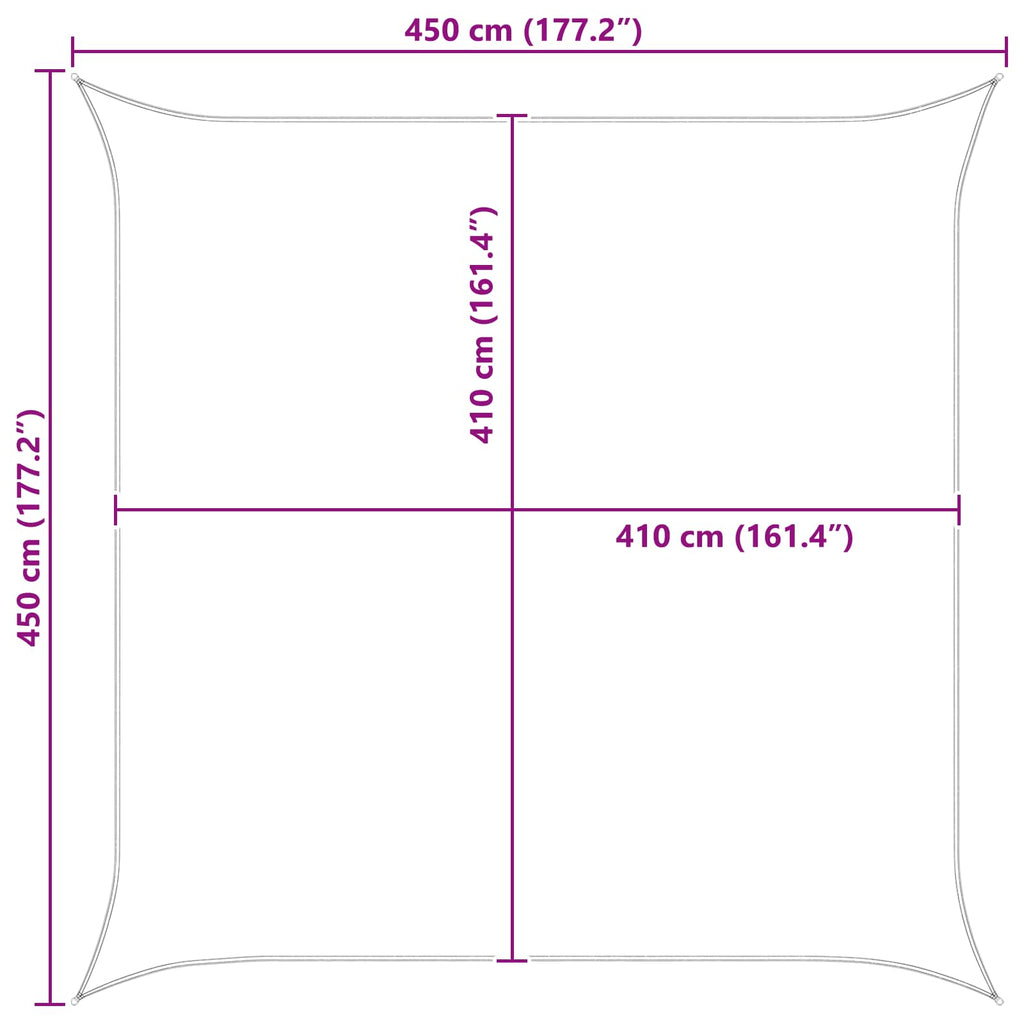 Sonnensegel Hellgrau und Weiß 4,5 x 4,5 m