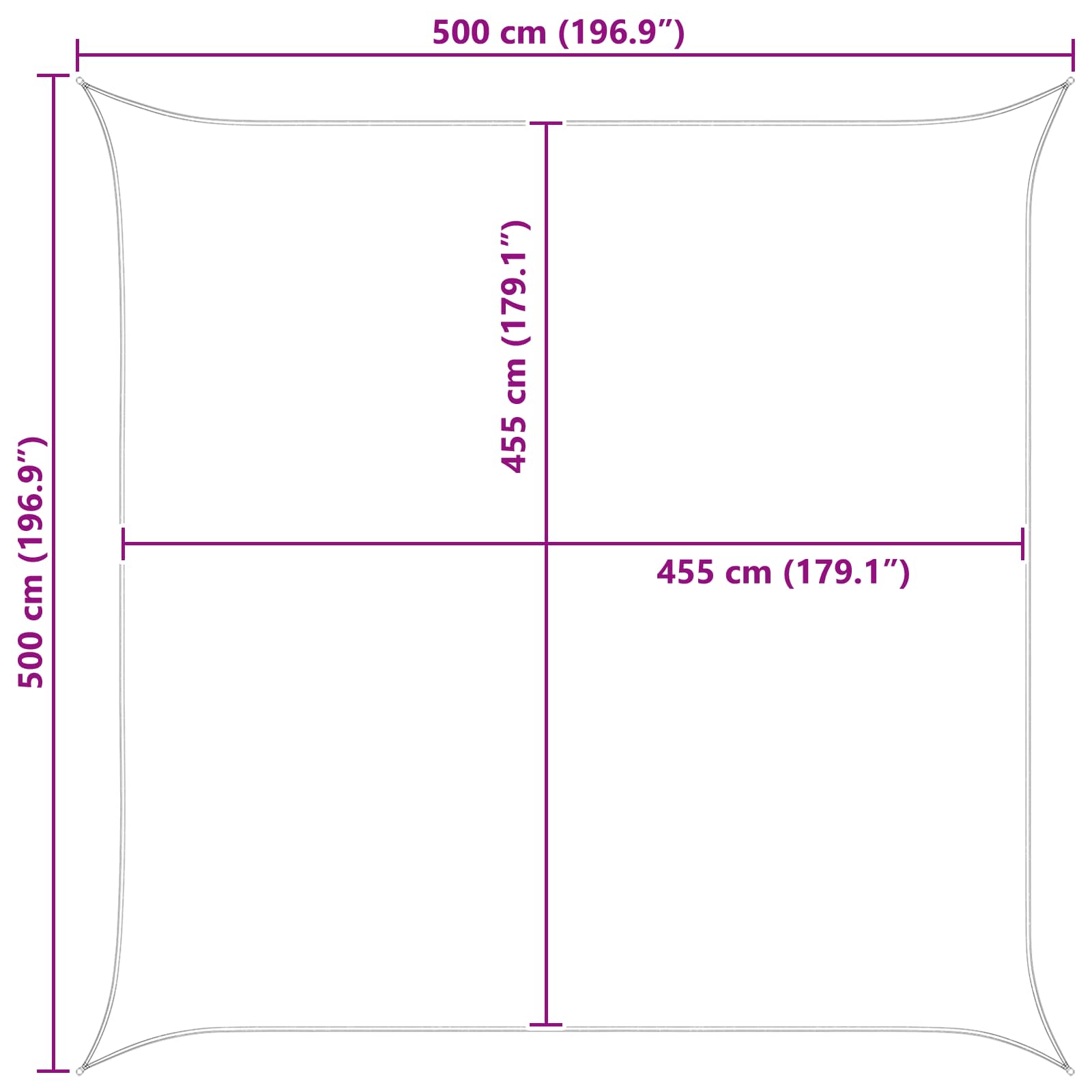 Sonnensegel Hellgrau und Weiß 5 x 5 m 100 % Polyester Oxford