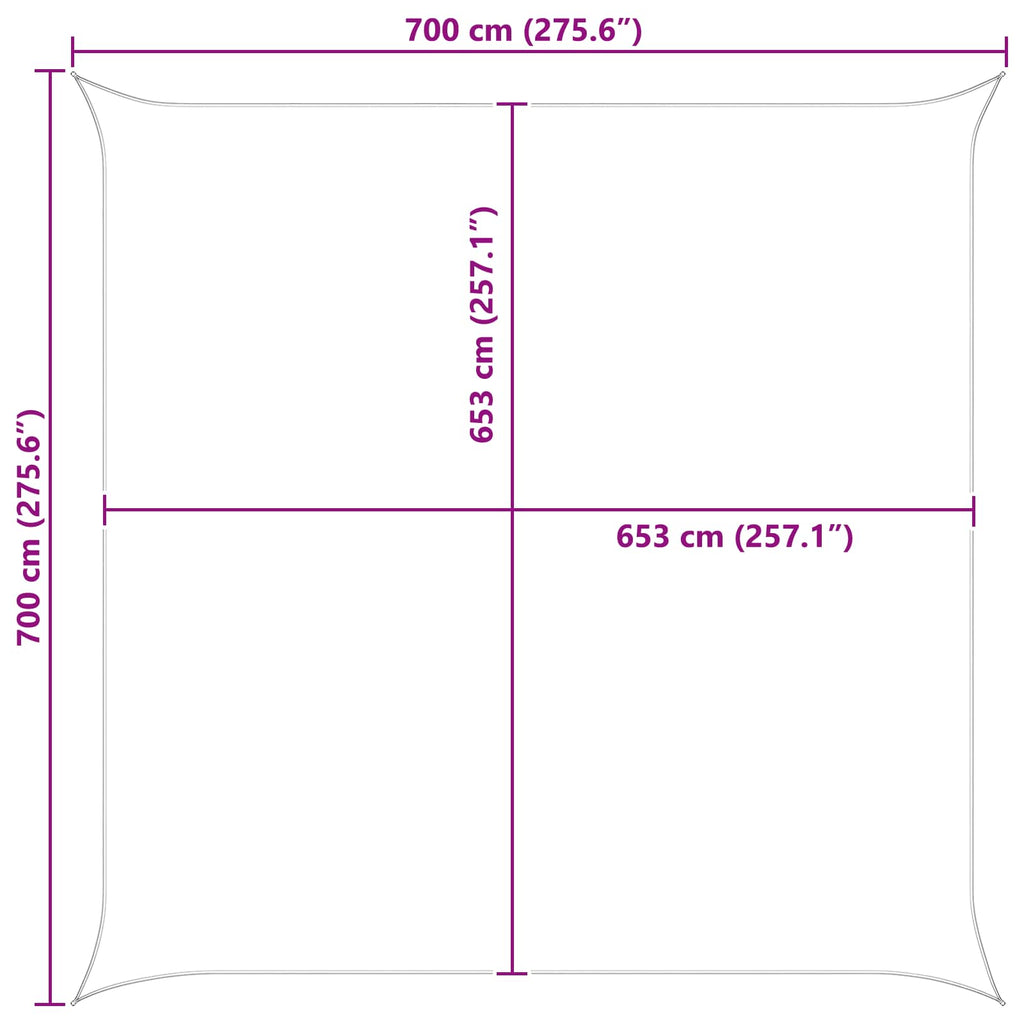 Sonnensegel Hellgrau und Weiß 7 x 7 m 100 % Polyester Oxford