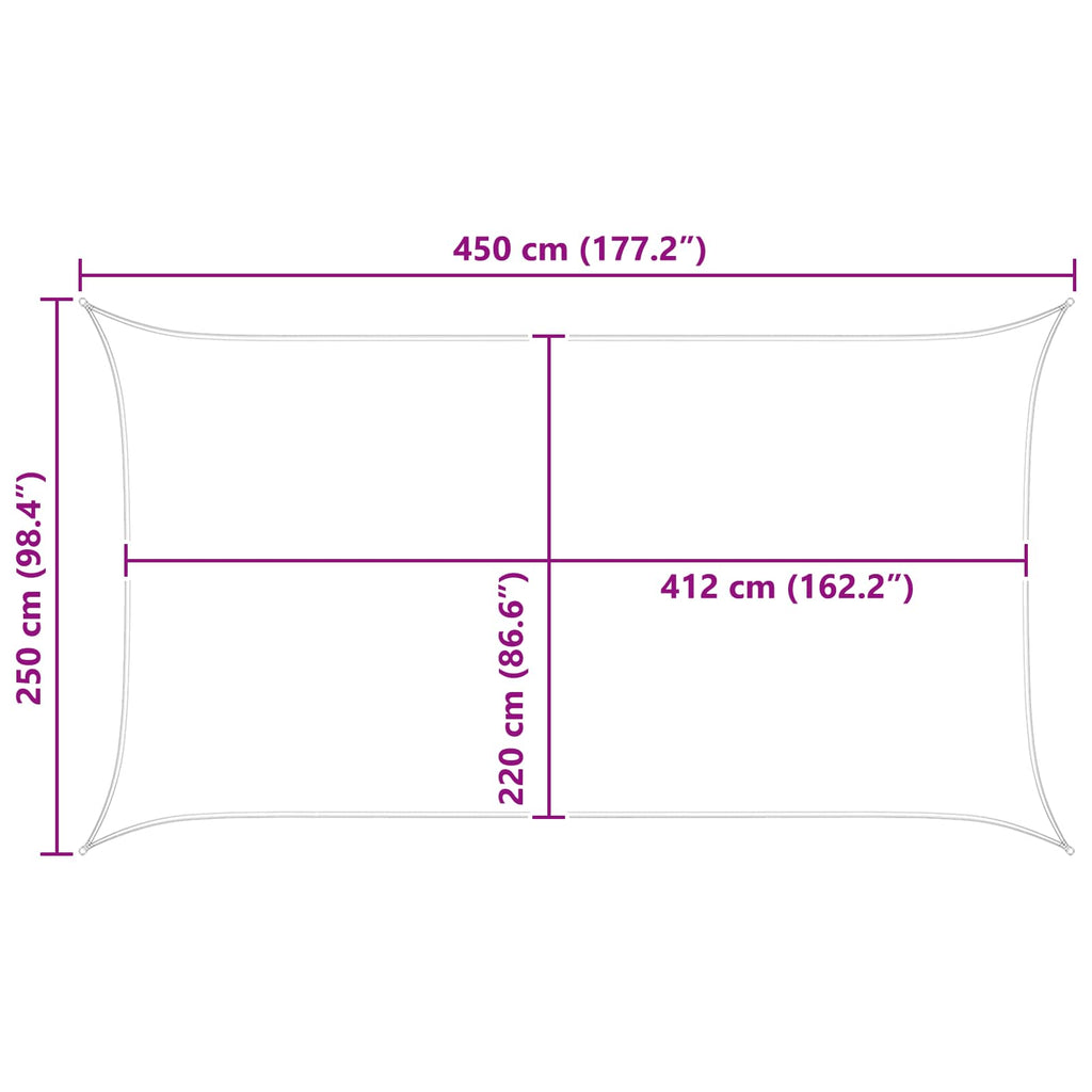 Sonnensegel 4,5 x 2,5 m 100 % Polyester Oxford Rechtwinklig