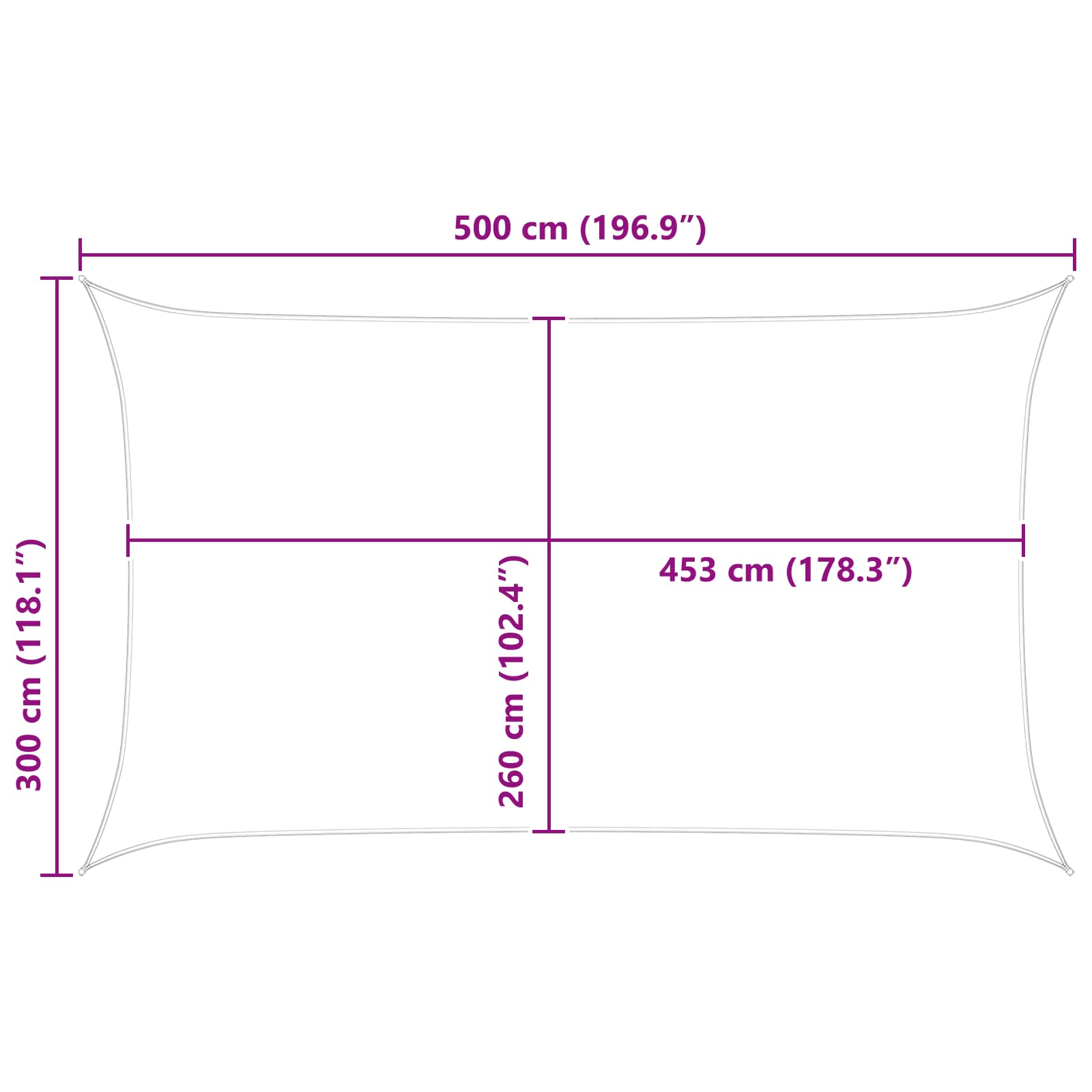 Sonnensegel Blau und Weiß 5 x 3 m 100 % Polyester Oxford