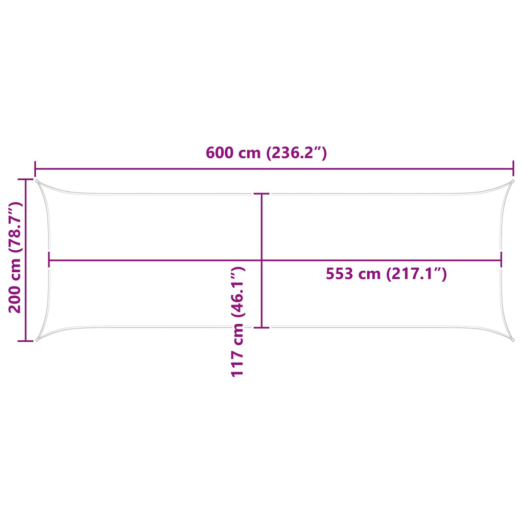 Sonnensegel Hellgrau und Weiß 6 x 2 m 100 % Polyester Oxford