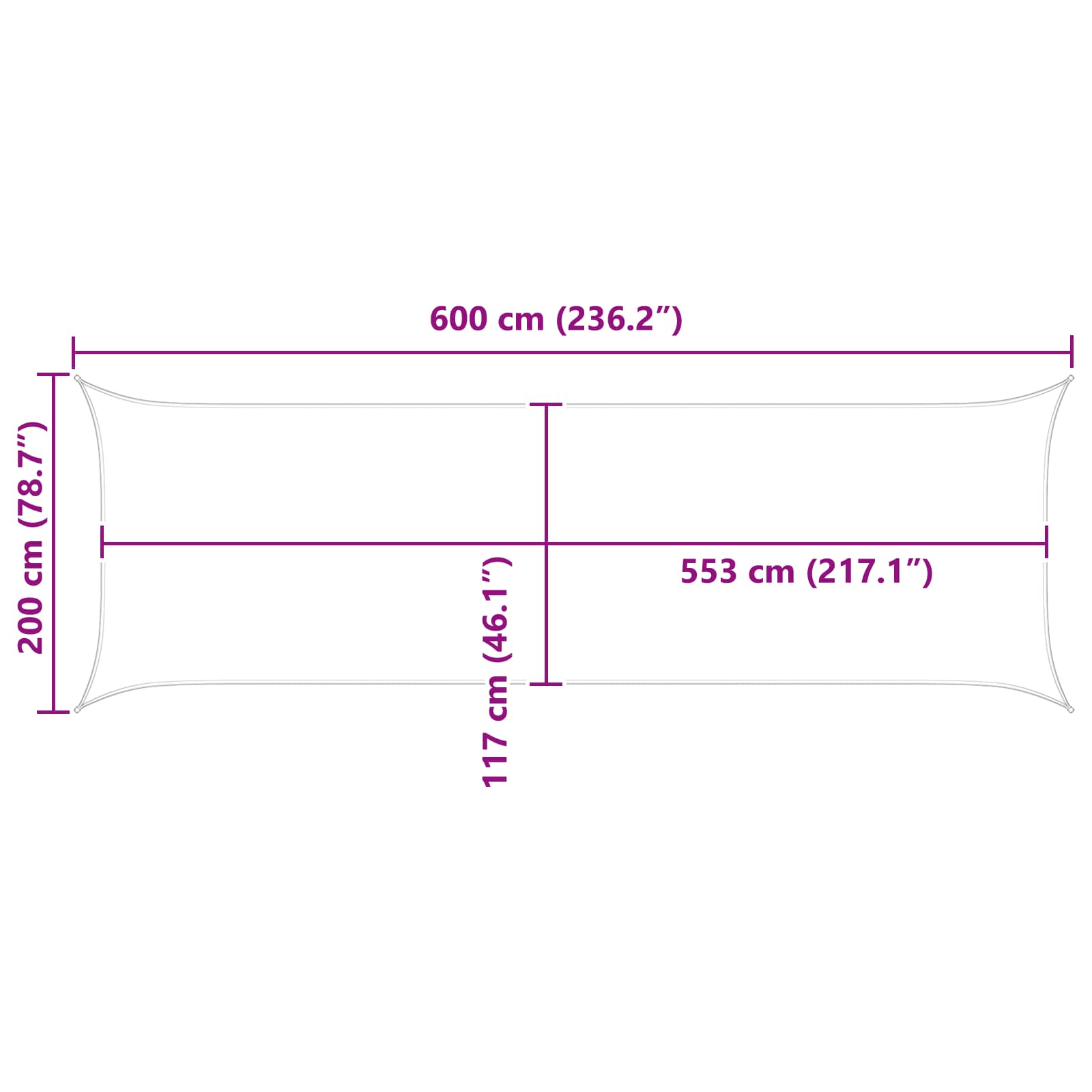 Sonnensegel Hellgrau und Weiß 6 x 2 m 100 % Polyester Oxford