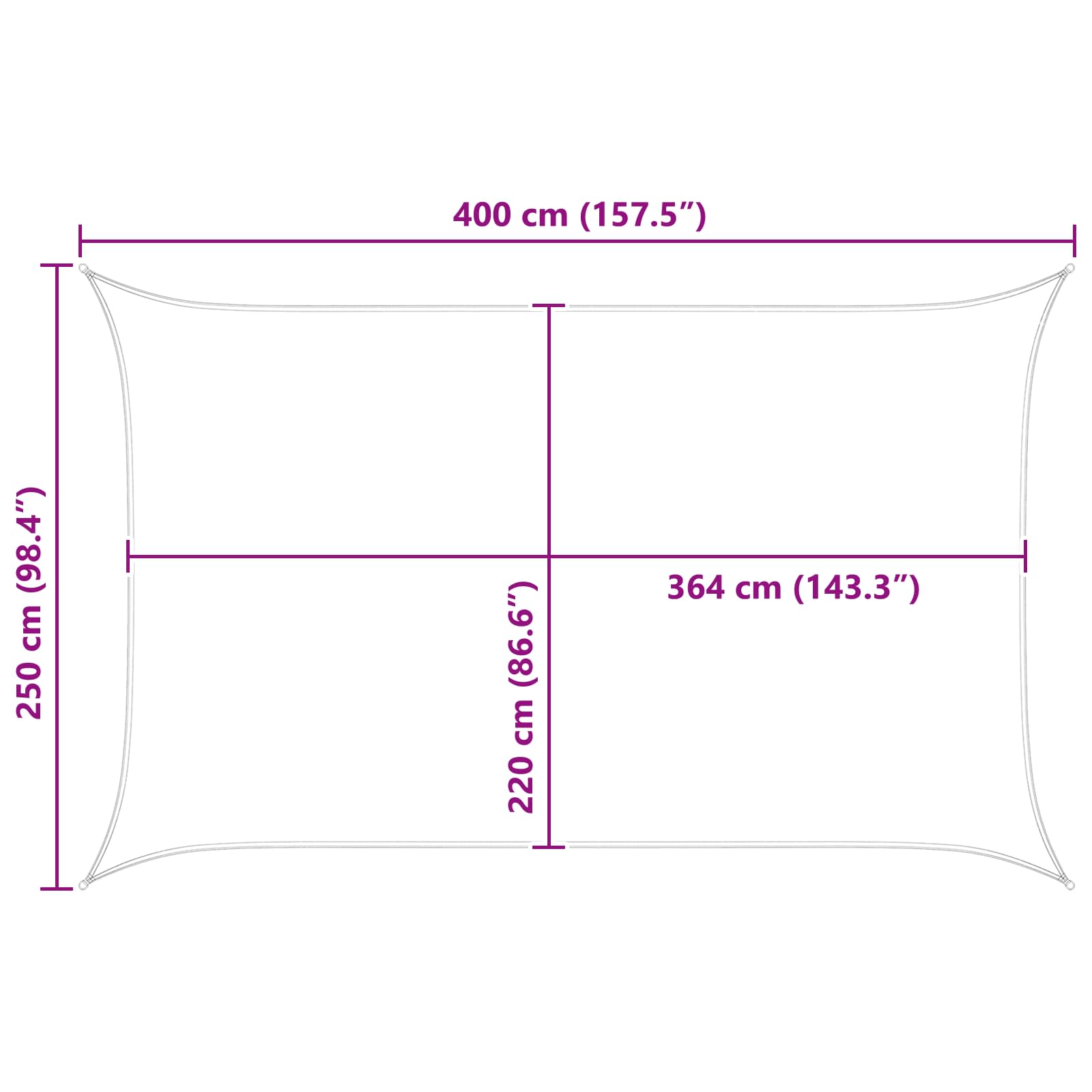 Sonnensegel Hellgrau und Weiß 4 x 2,5 m 100 % Polyester Oxford