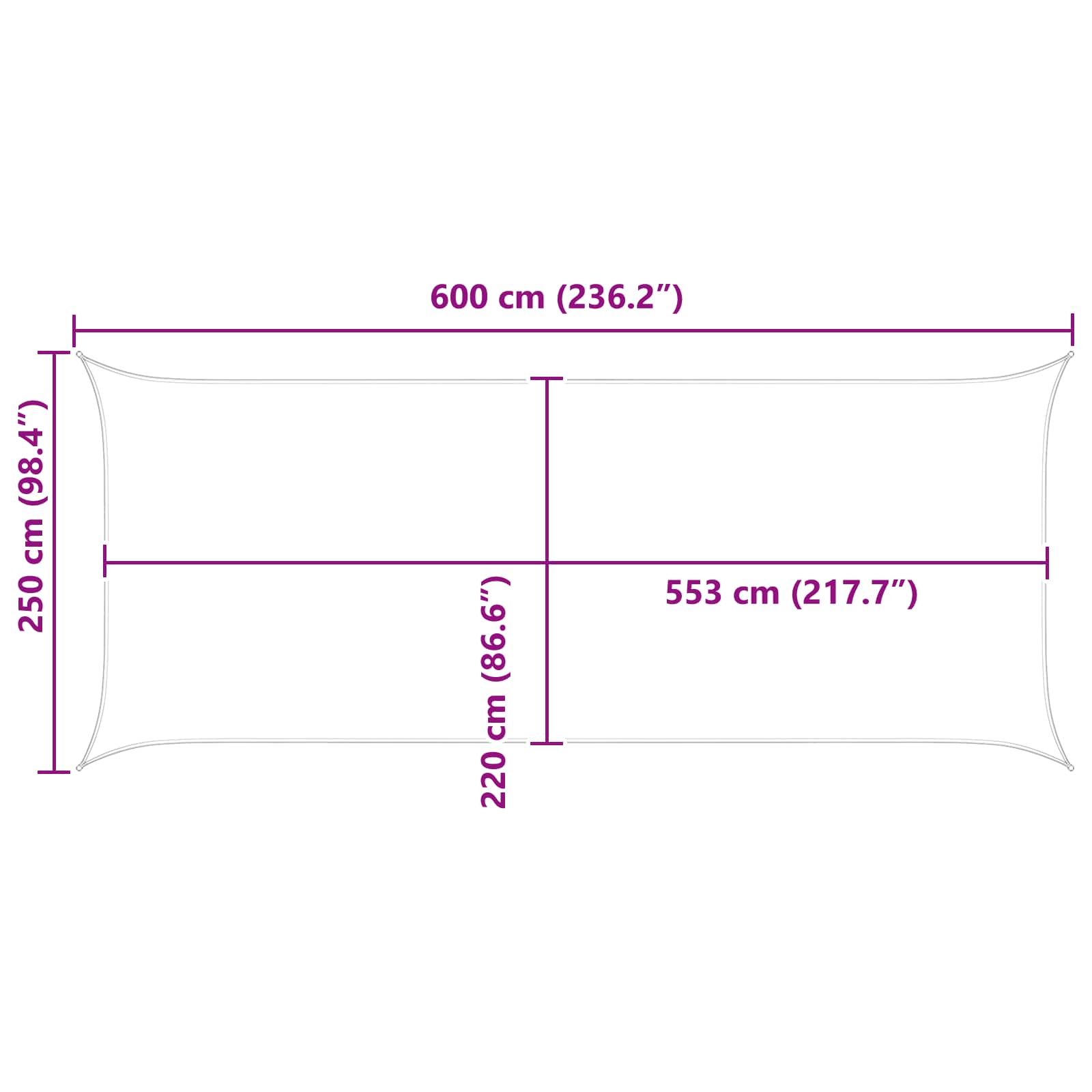 Sonnensegel Hellgrau und Weiß 6 x 2,5 m 100 % Polyester Oxford