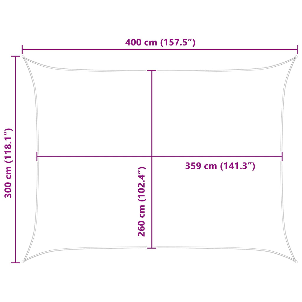 Sonnensegel Hellgrau und Weiß 4 x 3 m 100 % Polyester Oxford