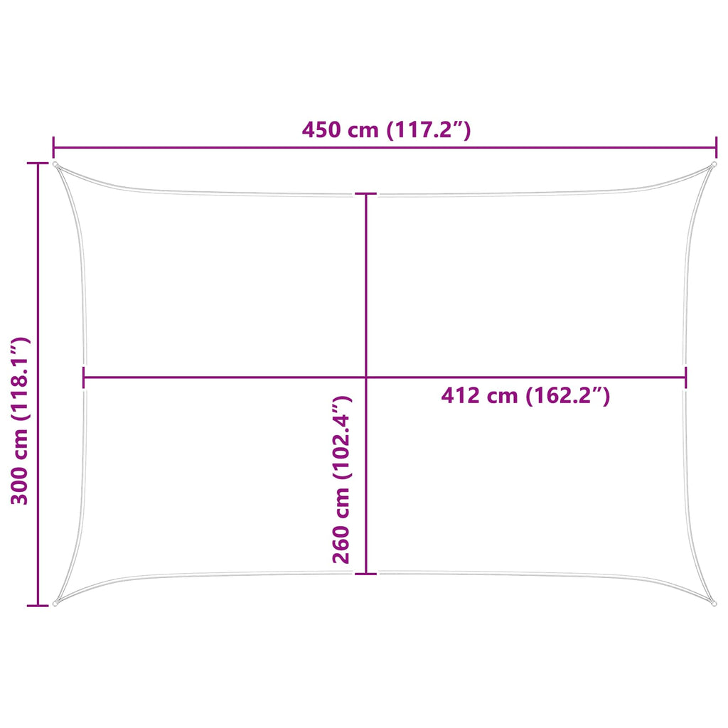 Sonnensegel Hellgrau und Weiß 4,5 × 3 m 100 % Polyester Oxford