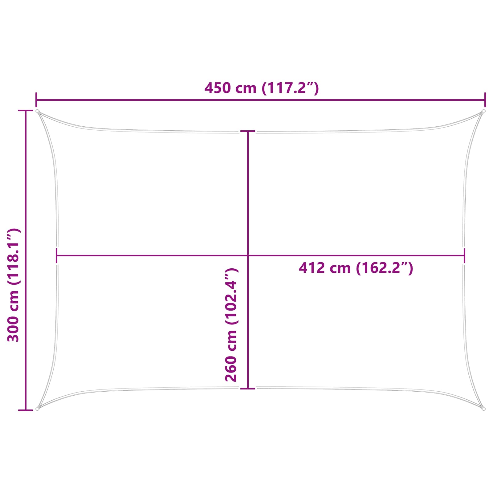 Sonnensegel Hellgrau und Weiß 4,5 × 3 m 100 % Polyester Oxford