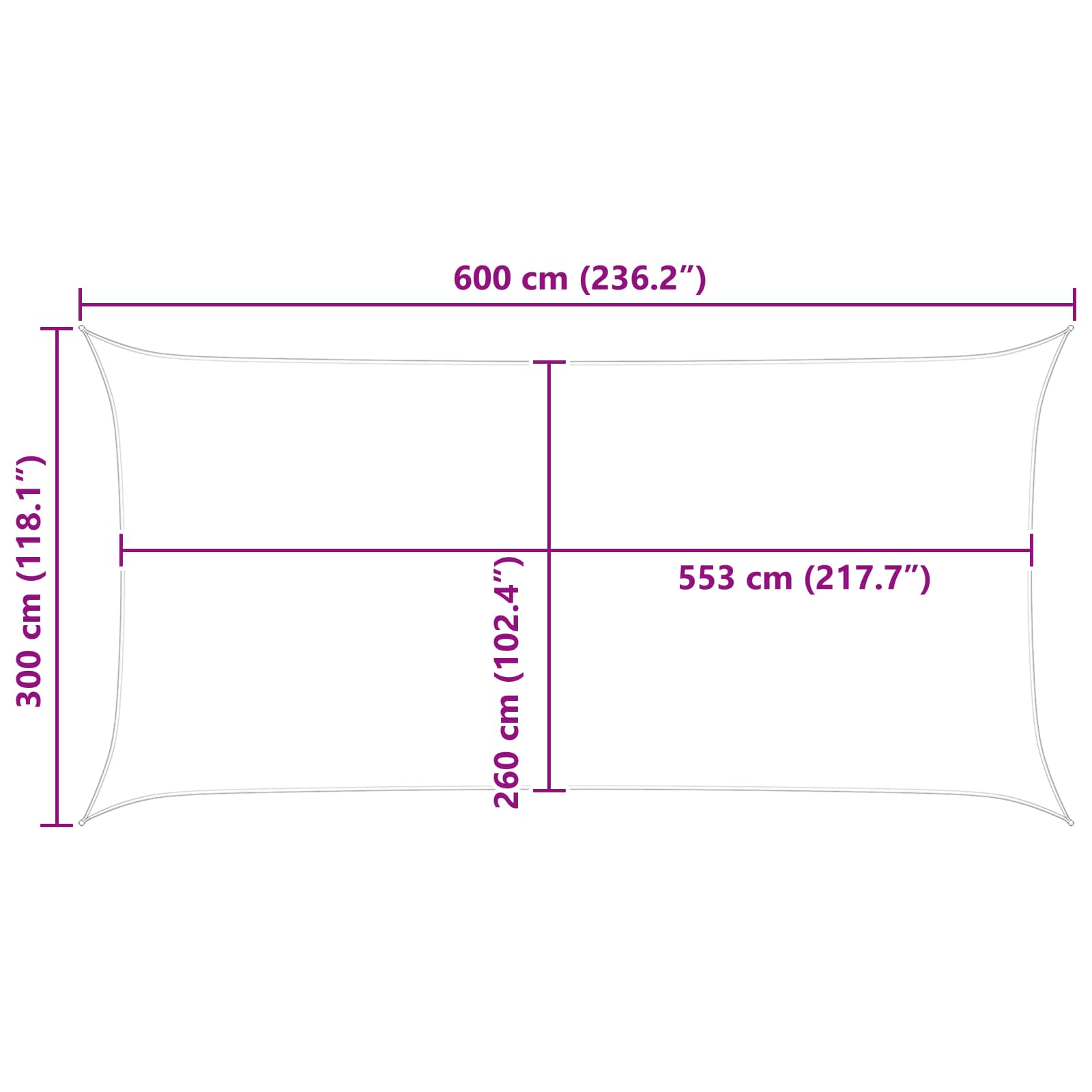 Sonnensegel Hellgrau und Weiß 6 x 3 m 100 % Polyester Oxford