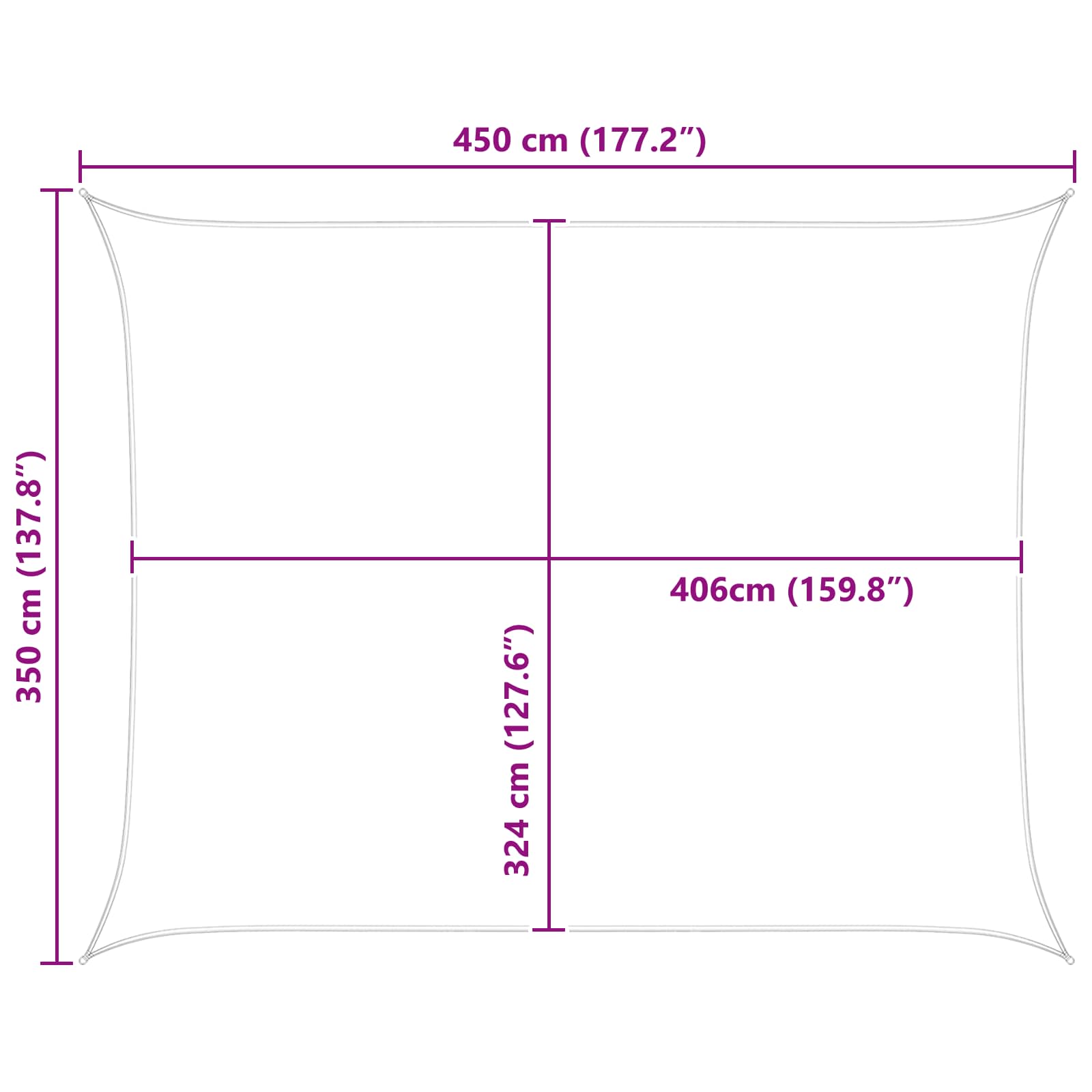 Sonnensegel Hellgrau und Weiß 4,5 x 3,5 m