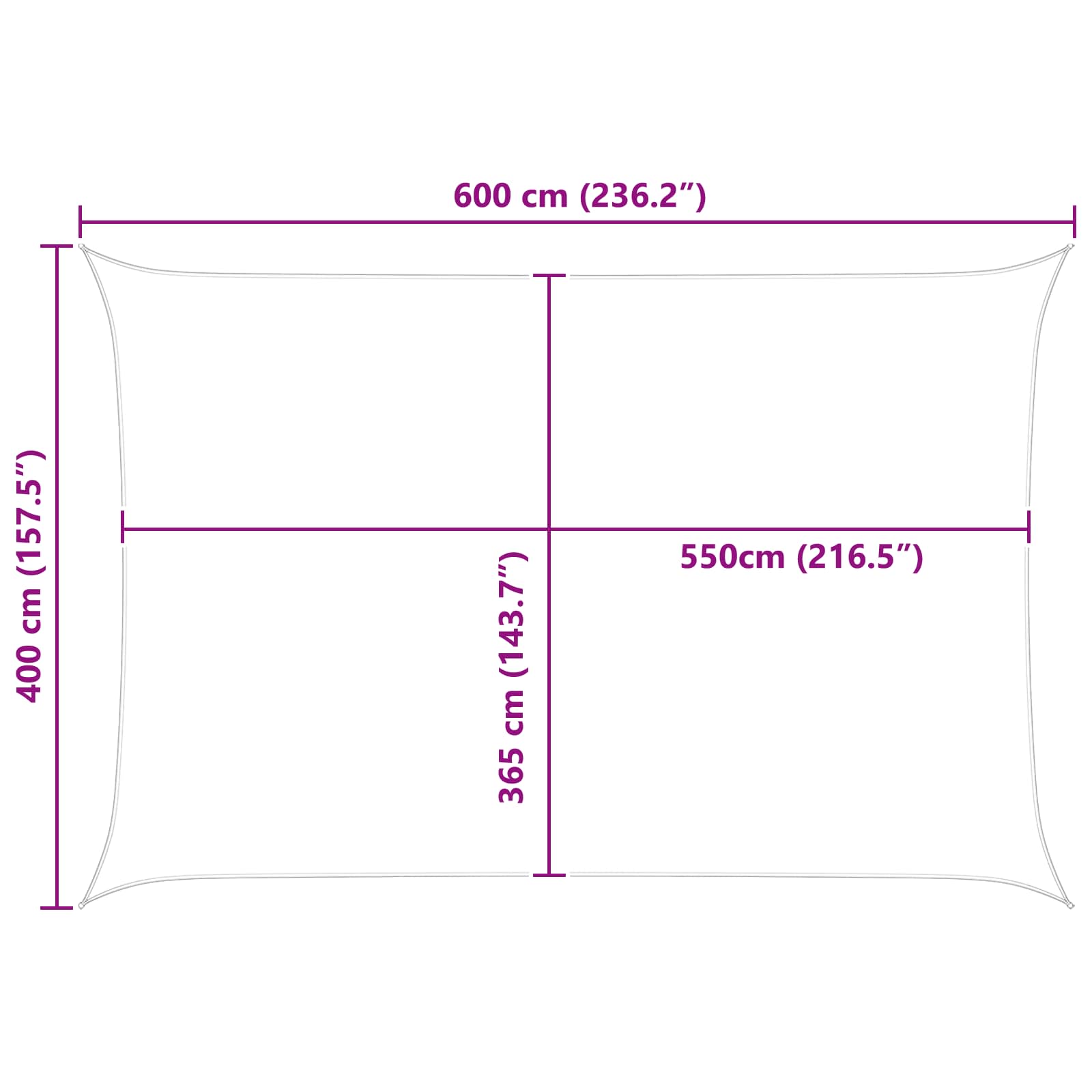 Sonnensegel Hellgrau und Weiß 6 x 4 m 100 % Polyester Oxford