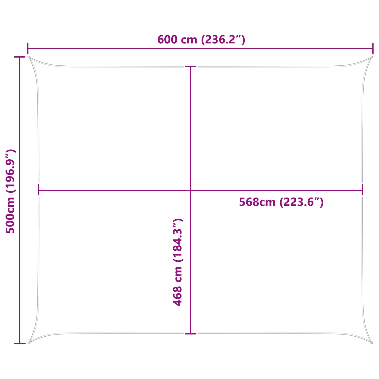 Sonnensegel Hellgrau und Weiß 6 x 5 m 100 % Polyester Oxford