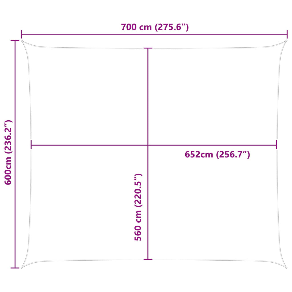 Sonnensegel Hellgrau und Weiß 7 x 6 m 100 % Polyester Oxford