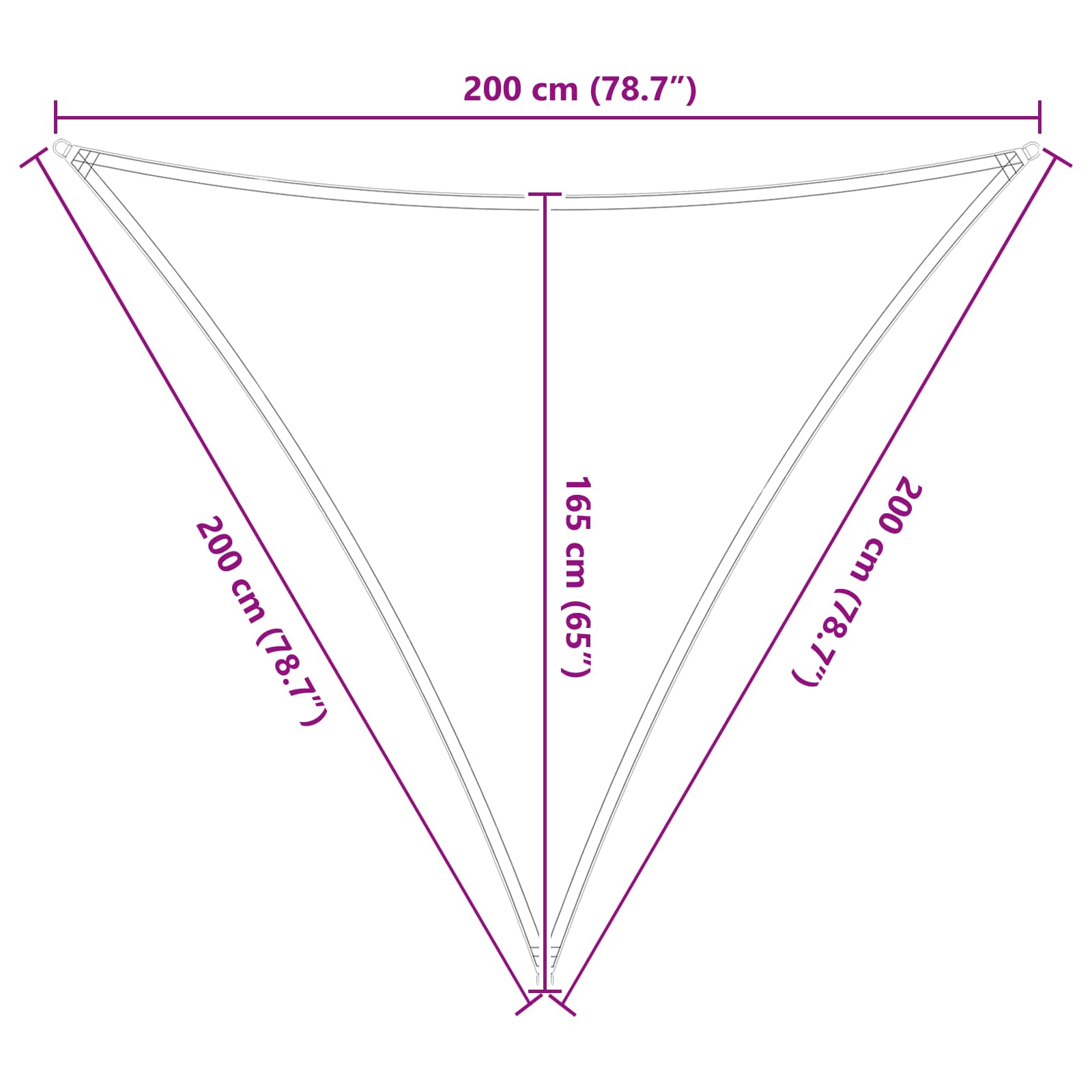 Sonnensegel Hellgrau und Weiß 2 x 2 x 2 m