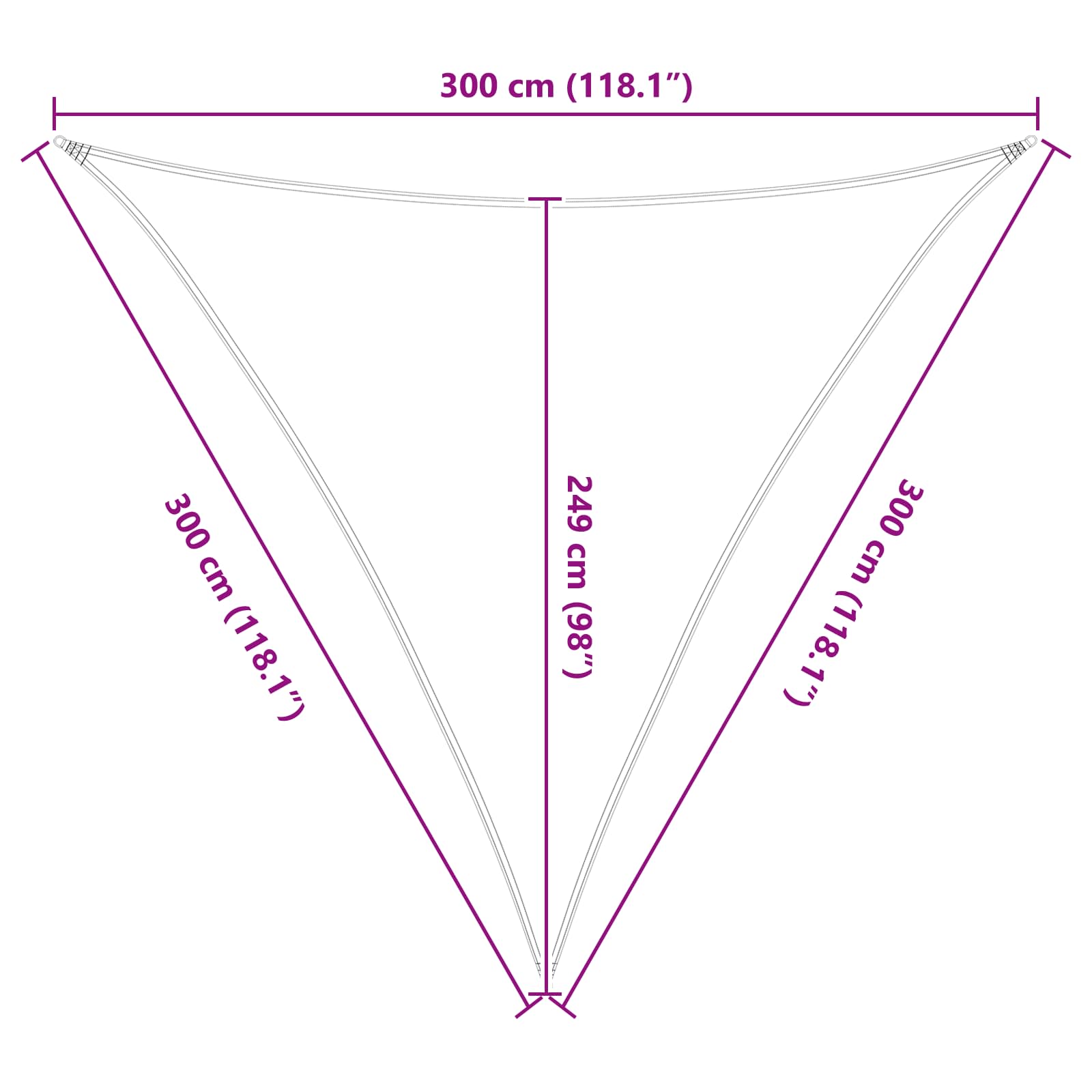 Sonnensegel Hellgrau und Weiß 3 x 3 x 3 m
