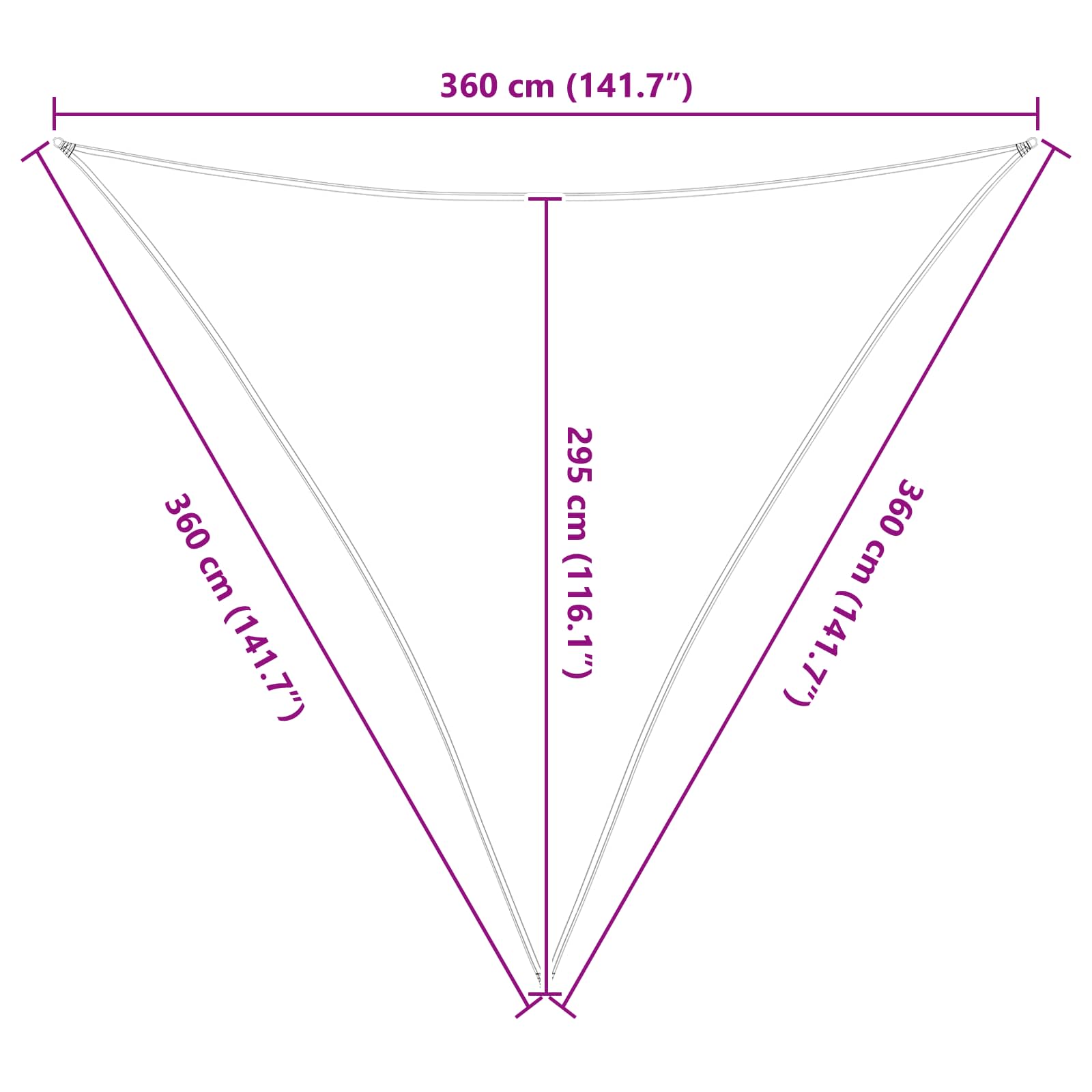 Sonnensegel Hellgrau und Weiß 3,6 x 3,6 x 3,6 m