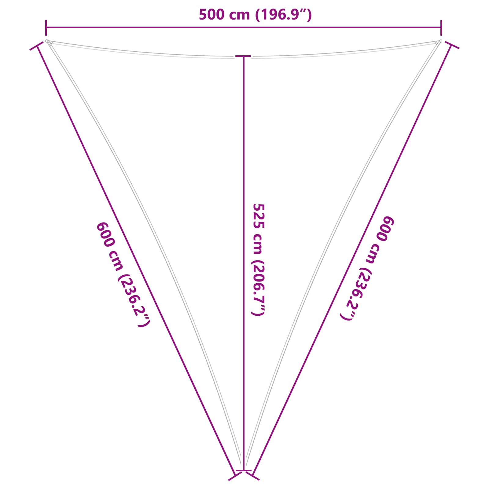 Sonnensegel Hellgrau und Weiß 5 x 6 x 6 m