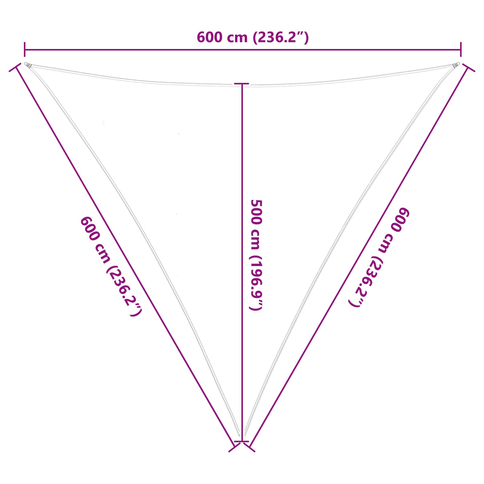 Sonnensegel Hellgrau und Weiß 6 x 6 x 6 m