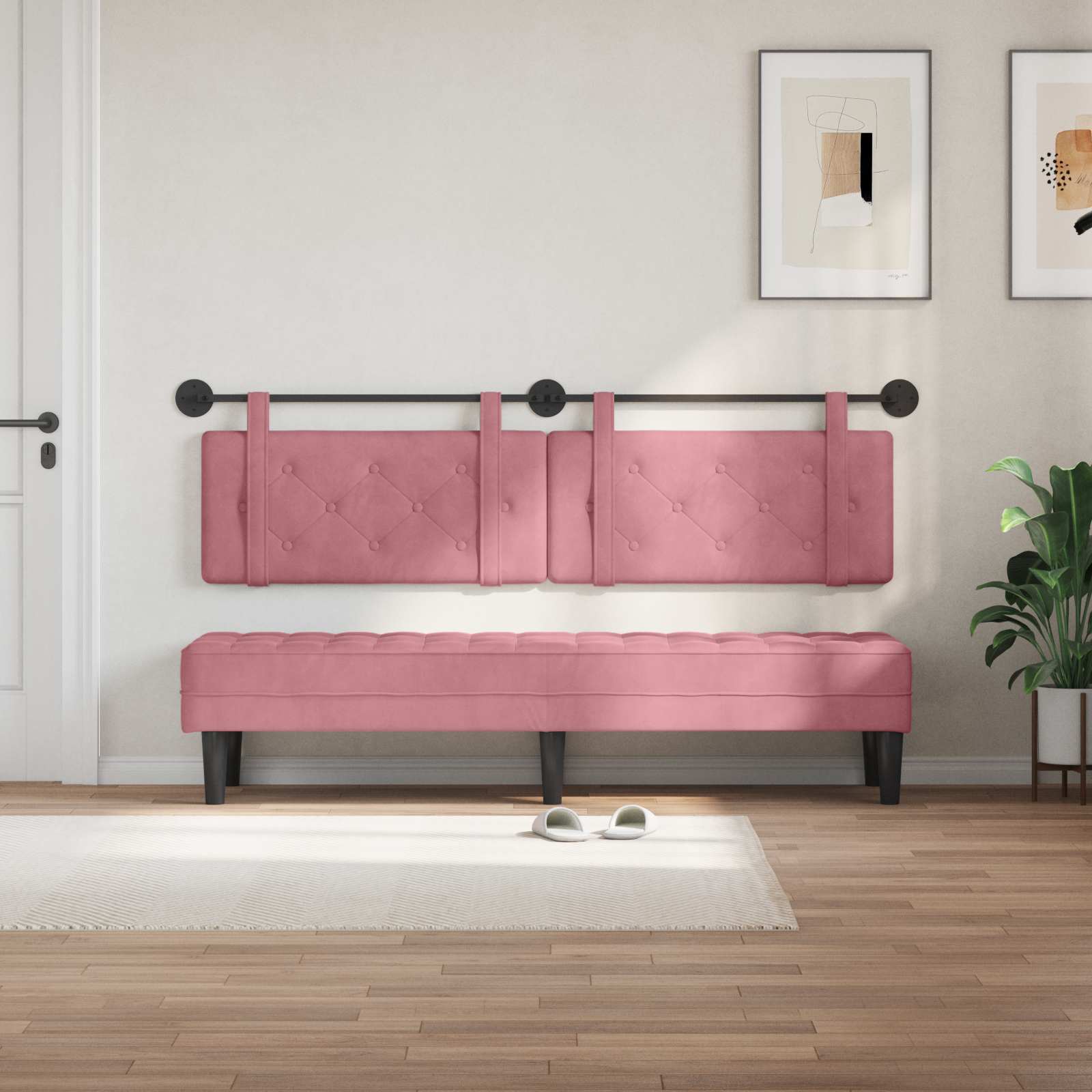 Hängendes Kopfteil Rosa Samt