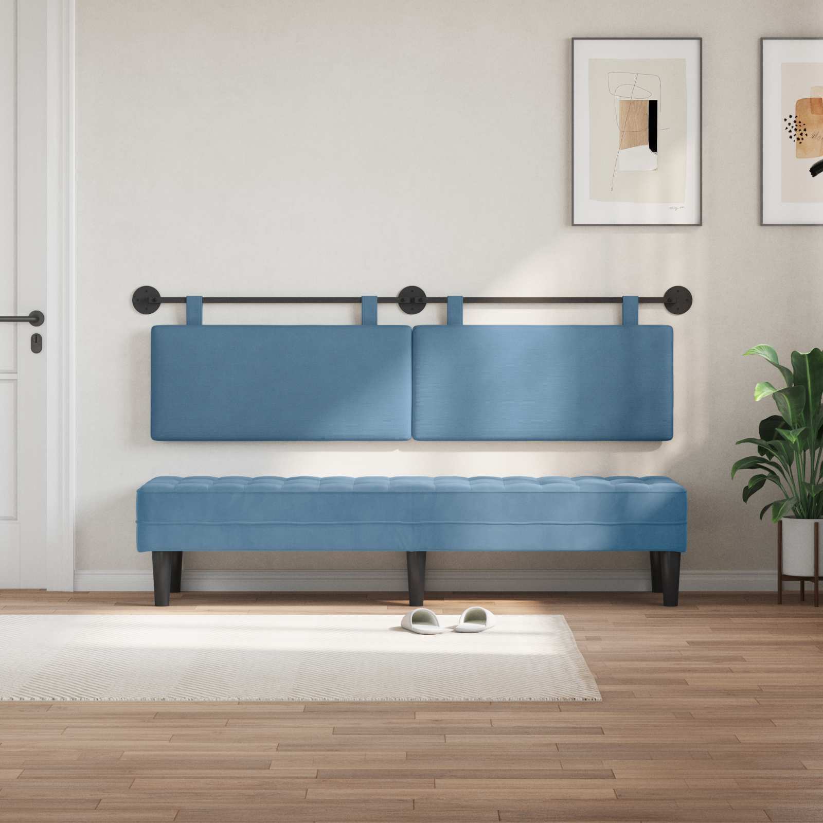 Hängendes Kopfteil Blau Cordstoff