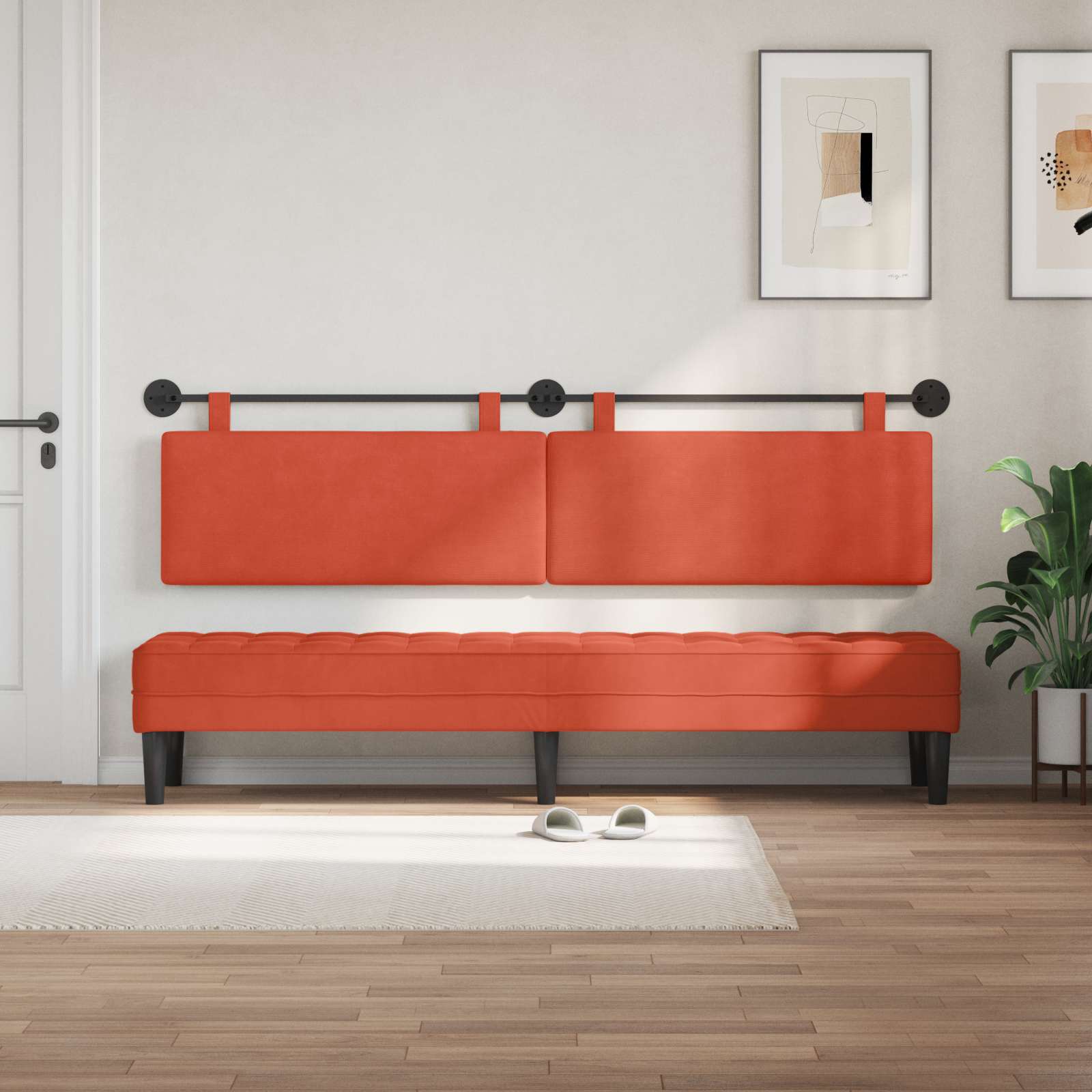 Hängendes Kopfteil Rot-Orange Cordstoff