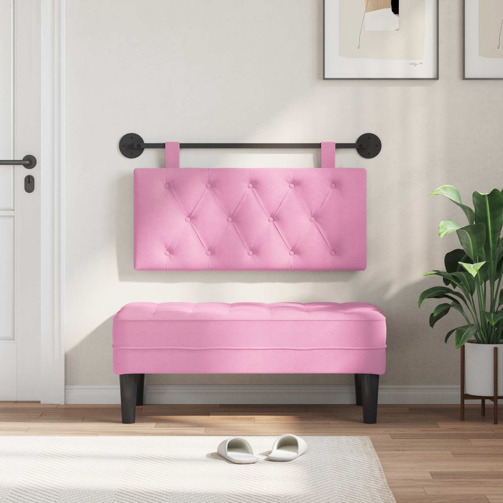Hängendes Kopfteil Rosa Stoff
